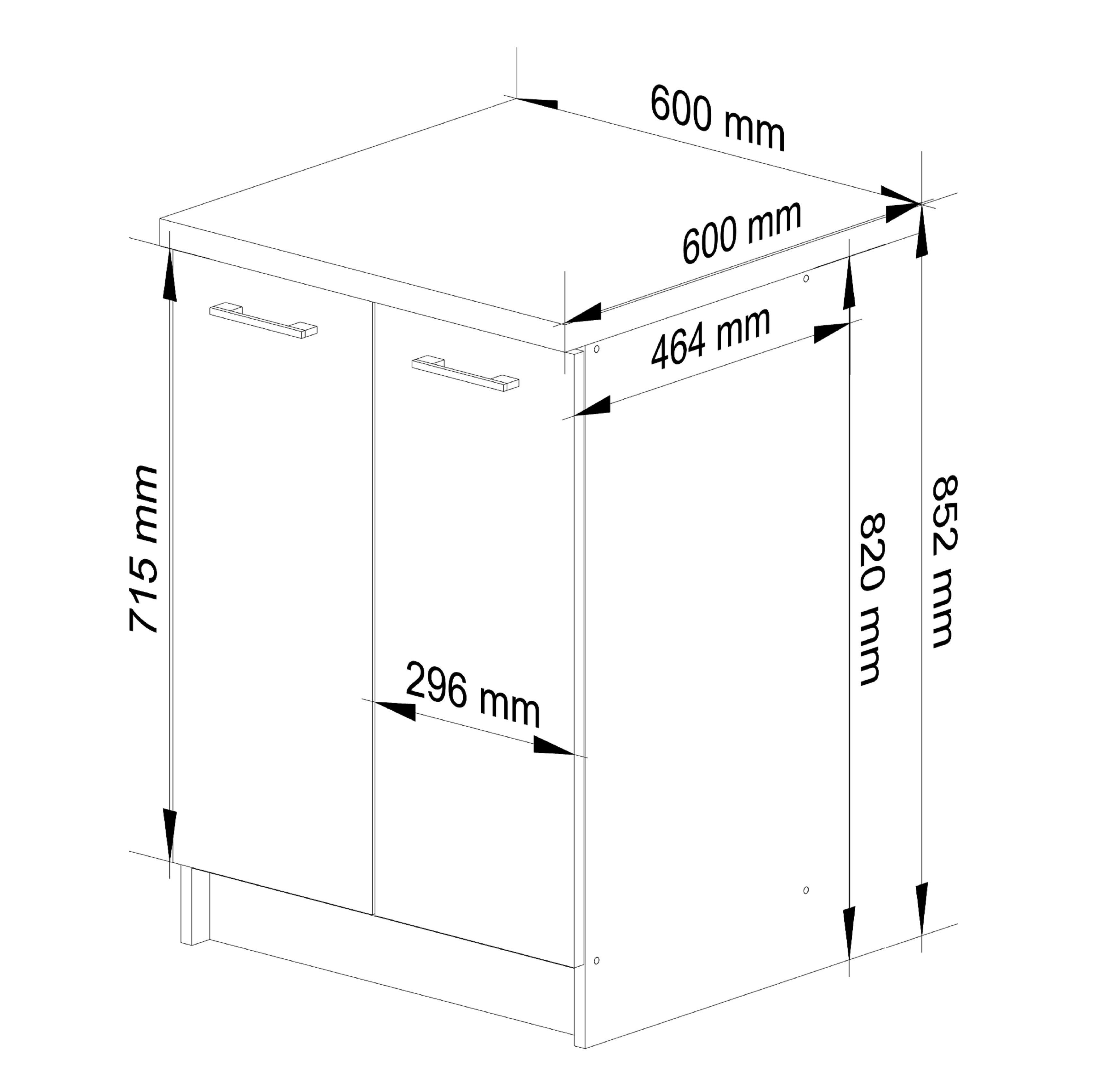Raumhirsch Furniture Unterschrank Moderner Küchenunterschrank Küchenmodul mit Arbeitsplatte Innenregale (viele Farbvarianten - Maße: 60 x 85 x 46 cm) Hochwertig – Bild 4 von 5