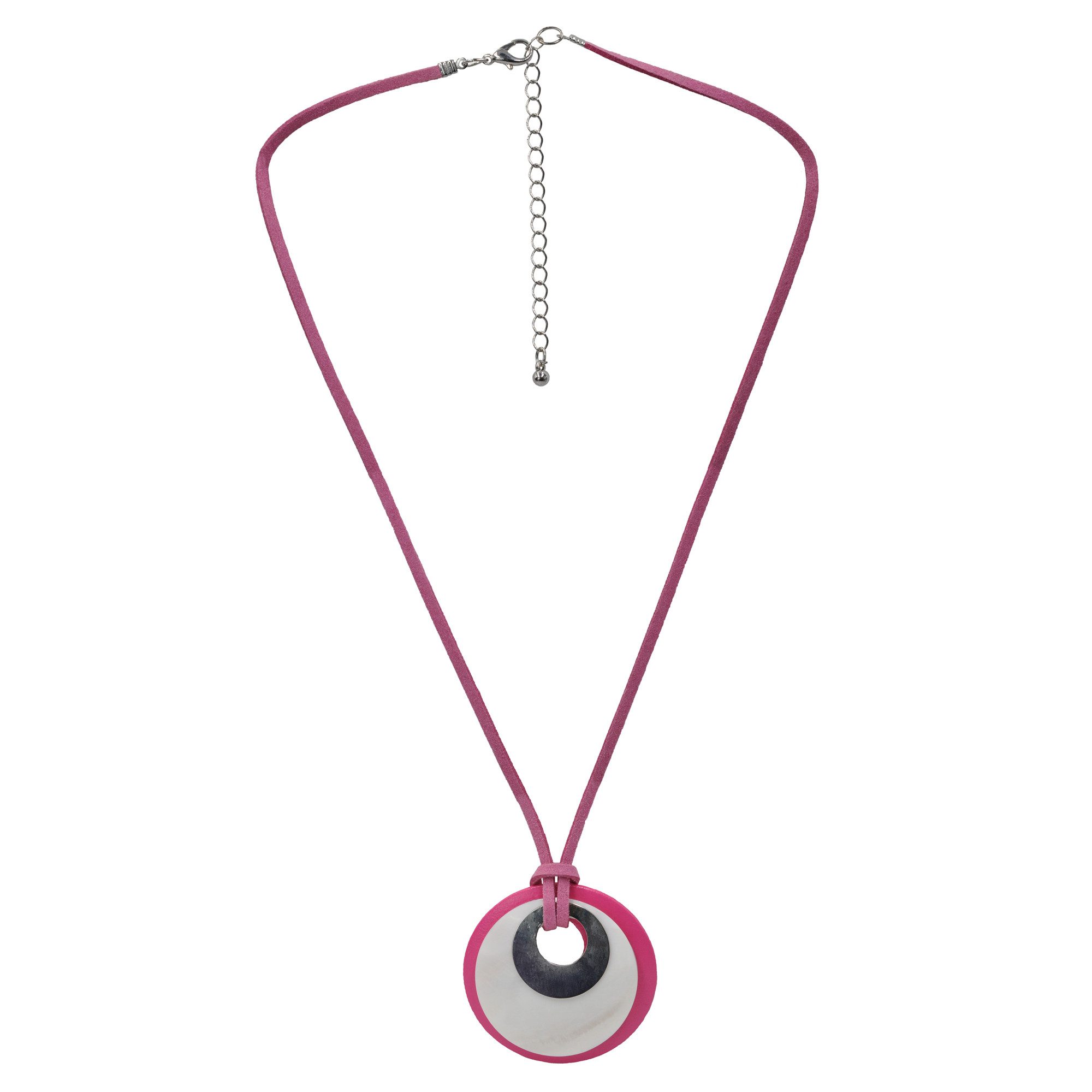 Steuer Collierkettchen Velourkette pink mit Kunststoff-Anhänger