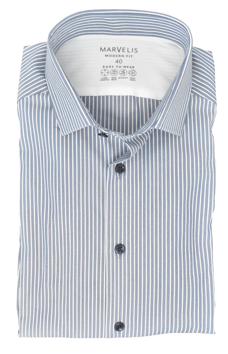 MARVELIS Langarmhemd MODERN FIT - Easy To Wear Hemd normale, leicht taillie günstig online kaufen