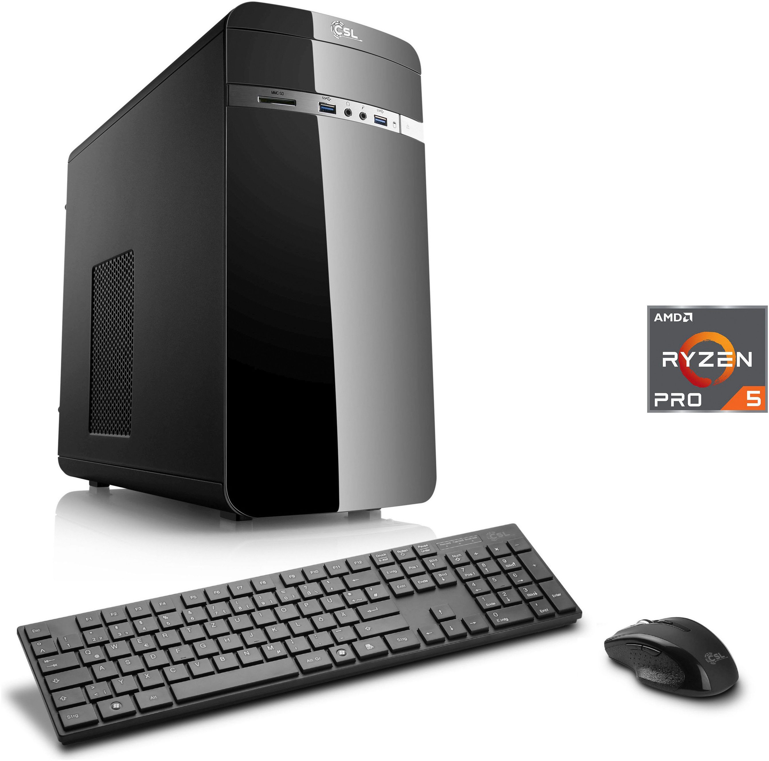 CSL Sprint V28512 Gaming-PC (AMD Ryzen 5 PRO 4650G, Radeon Graphics, 16 GB RAM, 1000 GB SSD, Luftkühlung)