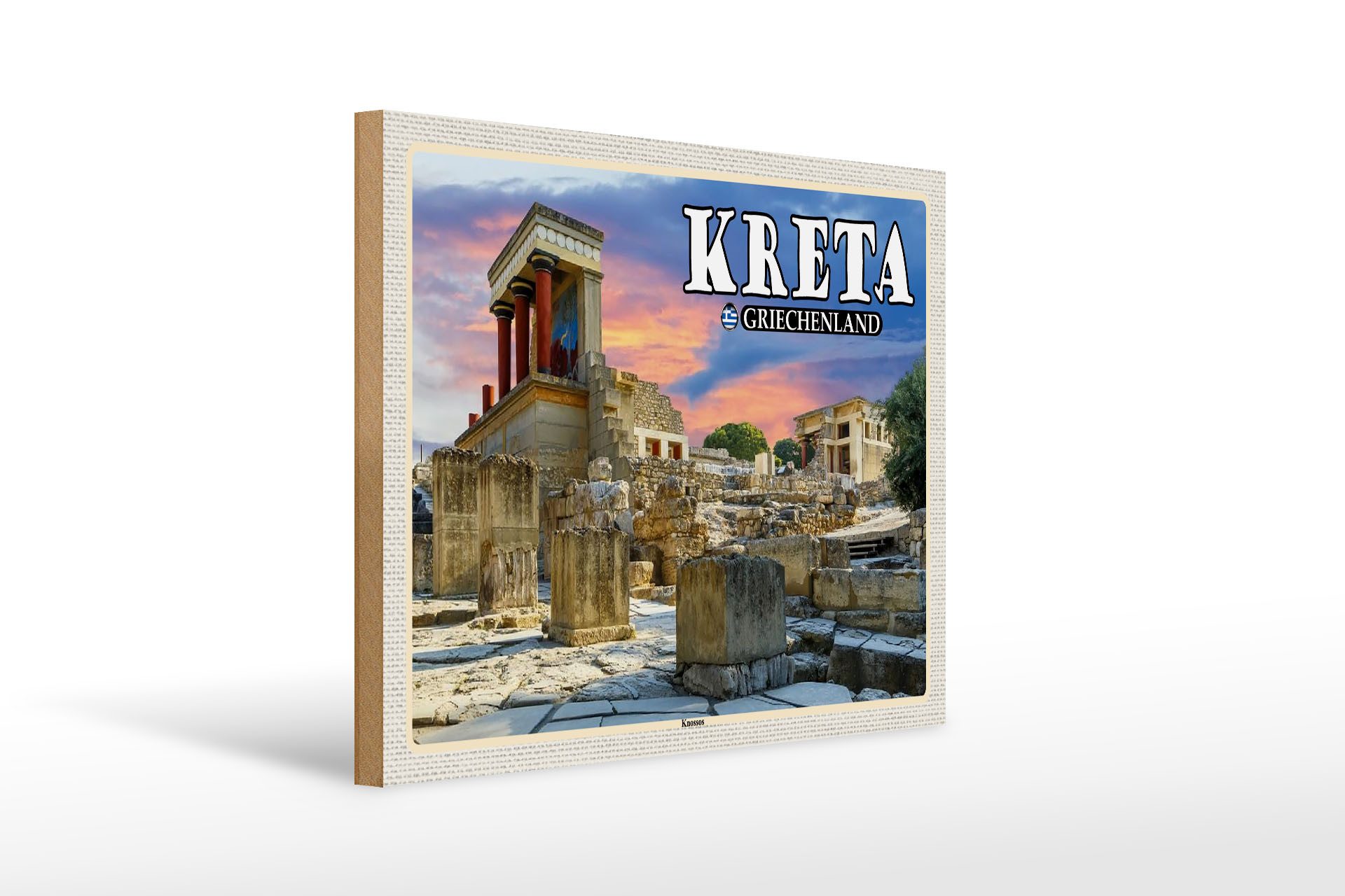 Holzbild Reise 40x30cm Kreta Griechenland Knossos Palast