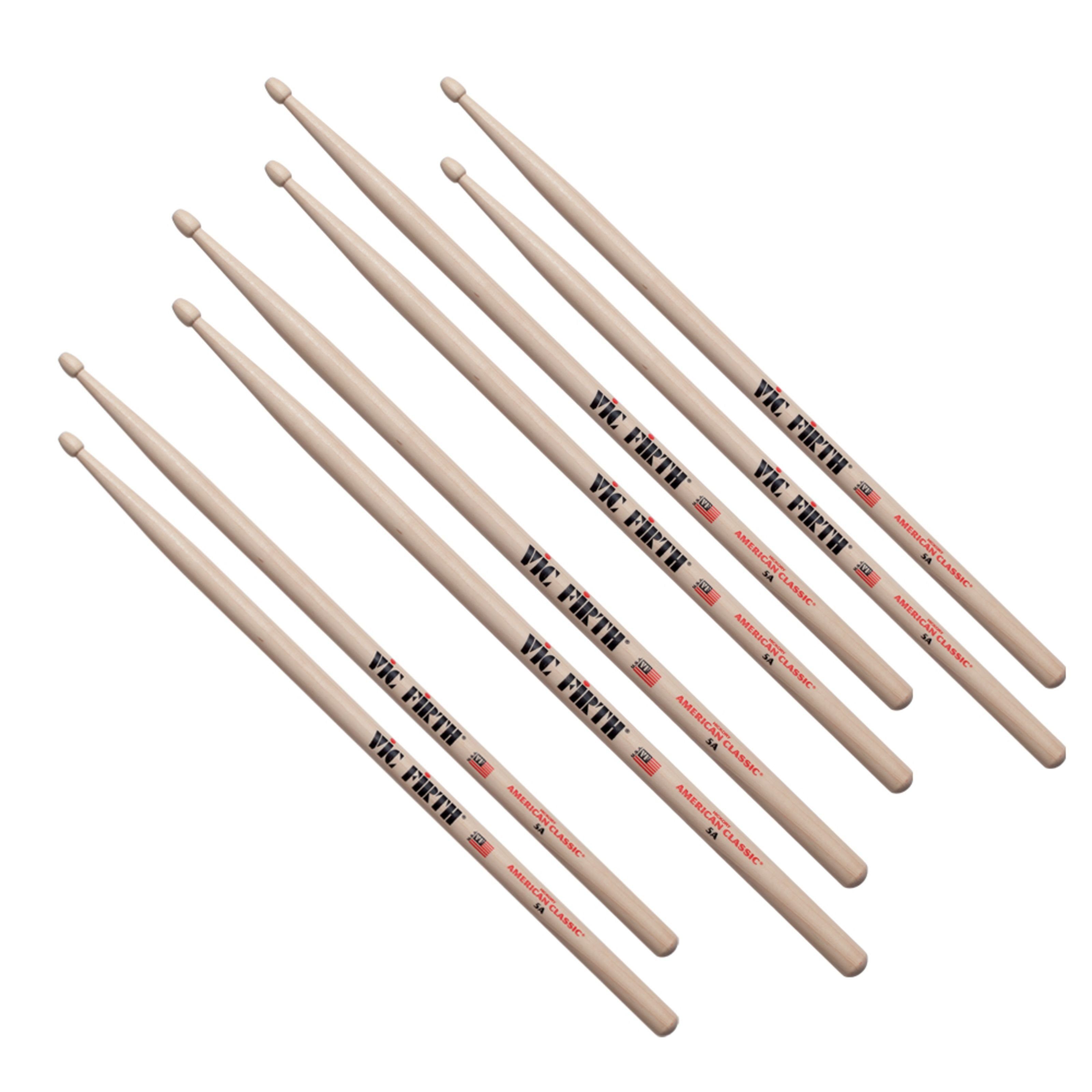 Vic-Firth Drumsticks (American Classic 5A Value Pack, Sticks, Beater und Mallets, Stick Packs), American Classic 5A Value Pack - Drumstick Set
