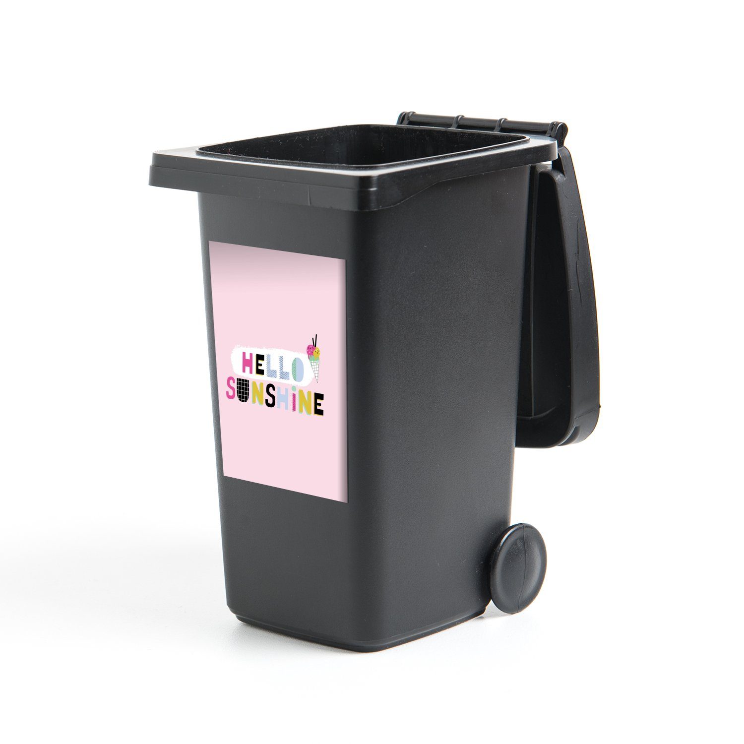 Rosa Abfalbehälter Sommer - Sticker, Pastell Container, MuchoWow St), - Mülleimer-aufkleber, Eiscreme - (1 Mülltonne, Wandsticker