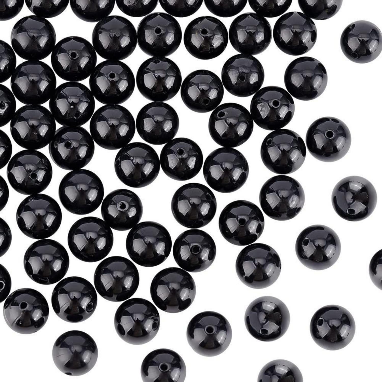 LuxusKollektion Bastelperlen Turmalin Perlen 8mm Schwarz, (60-tlg)