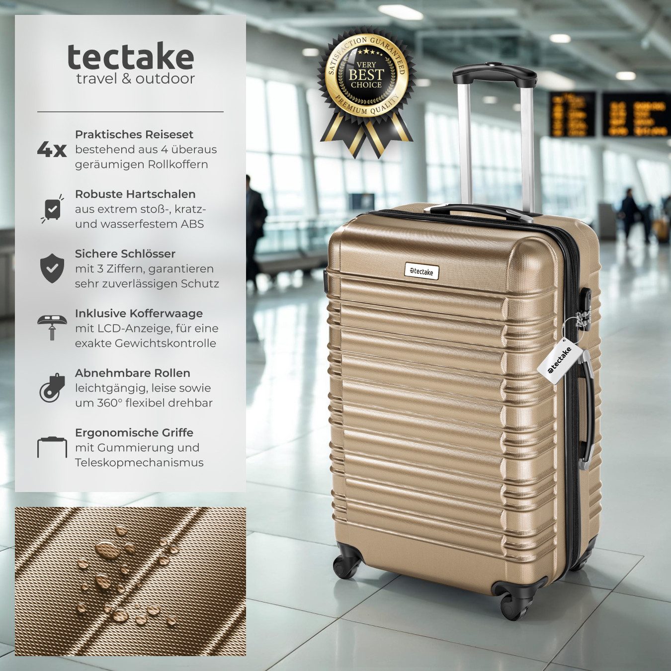 tectake Trolley Hartschalenkoffer-Set, 4 Rollen, 4-teilig aus robustem ABS- günstig online kaufen