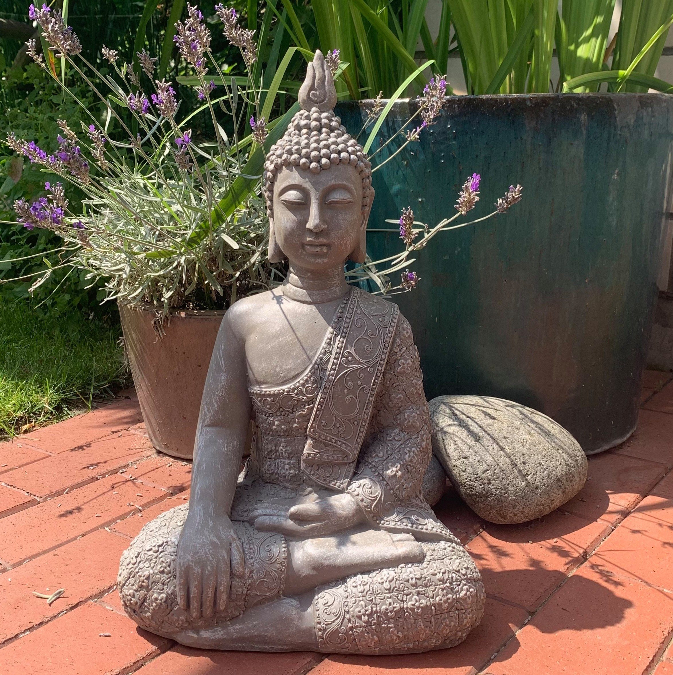 45cm (1, Art Buddha Shui K&L Deko Thai Statue Steinfigur Beton Wellness Wall Gartendeko Buddhafigur Feng Gartenfigur), Kunststein große