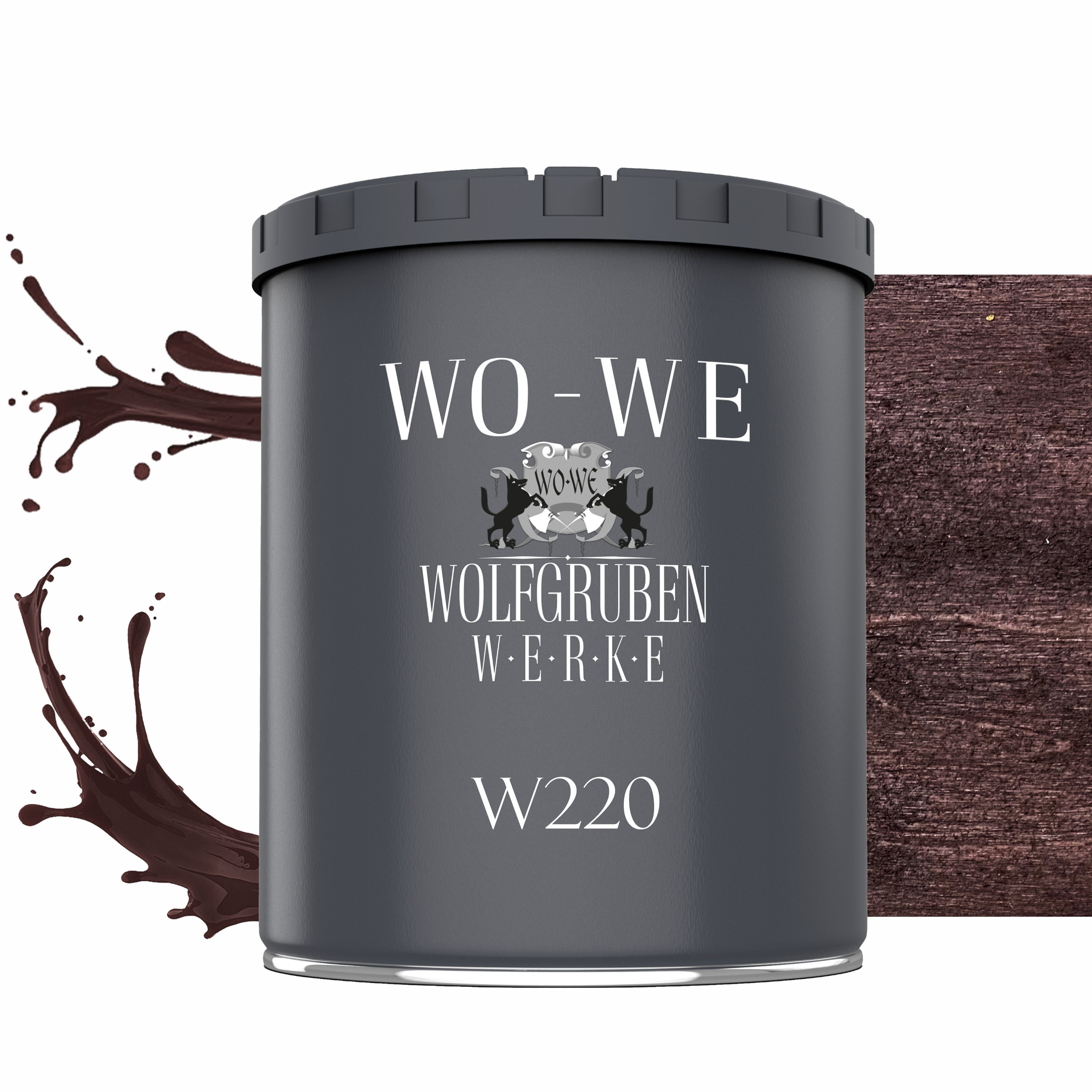 WO-WE Dickschichtlasur Holzschutzlasur 2in1 Holzlasur W220, 1-2,5L, Lösemittelfrei, UV-stabil Mahagoni