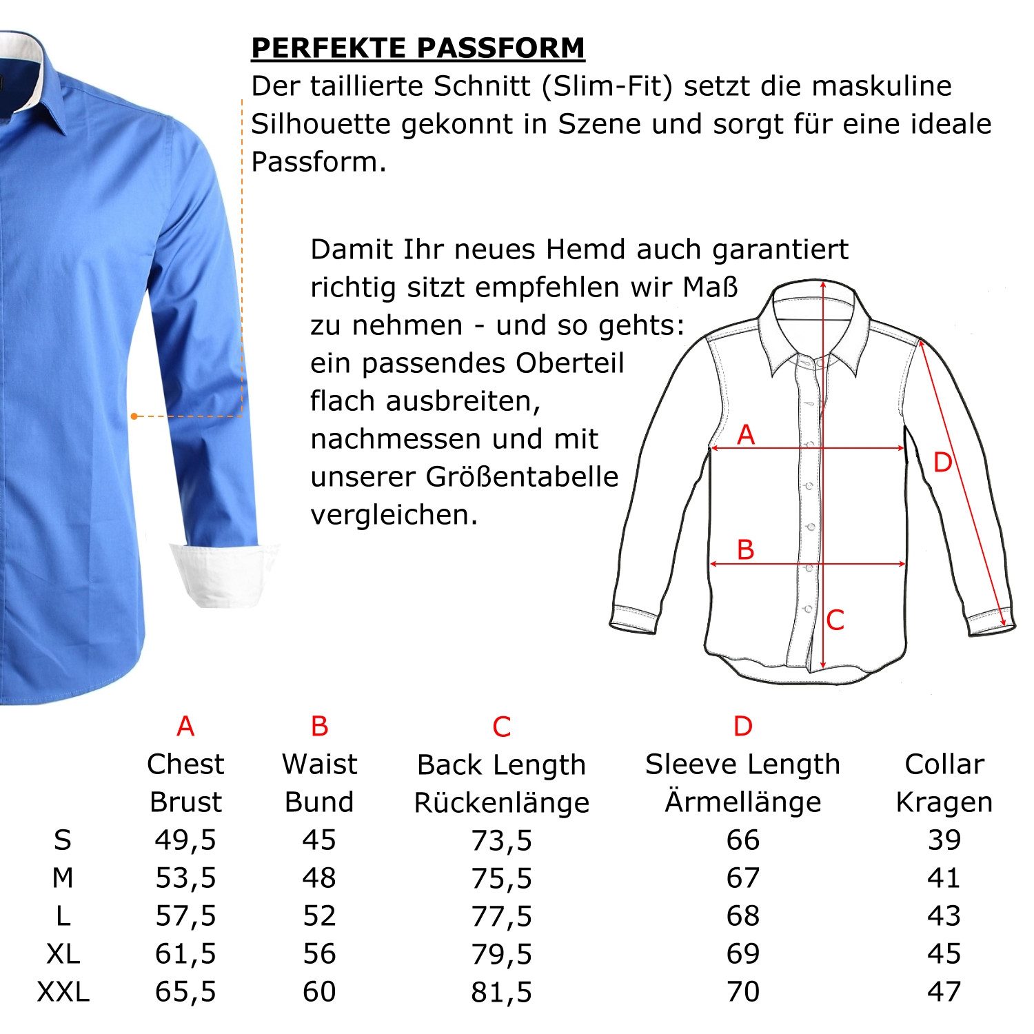 Früchtl Langarmhemd mit farblich abgesetzten Elementen
