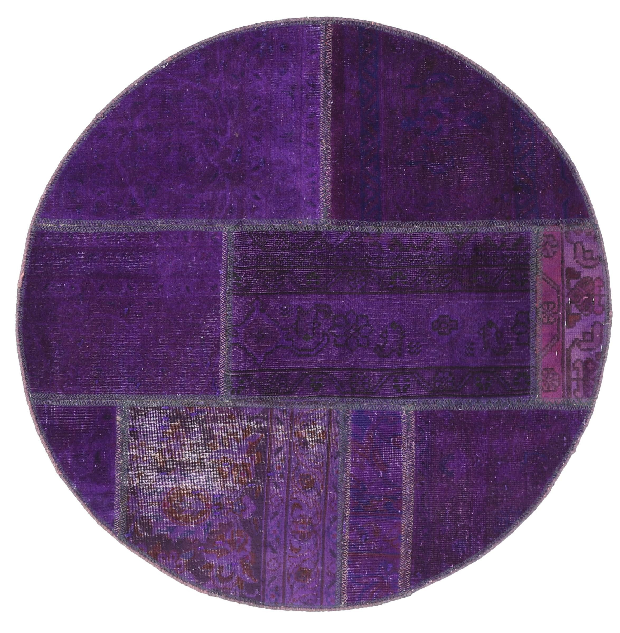 Nain Trading Orientteppich Patchwork 99x99 Handgeknüpfter Moderner Orientteppich, rund, Höhe: 8 mm