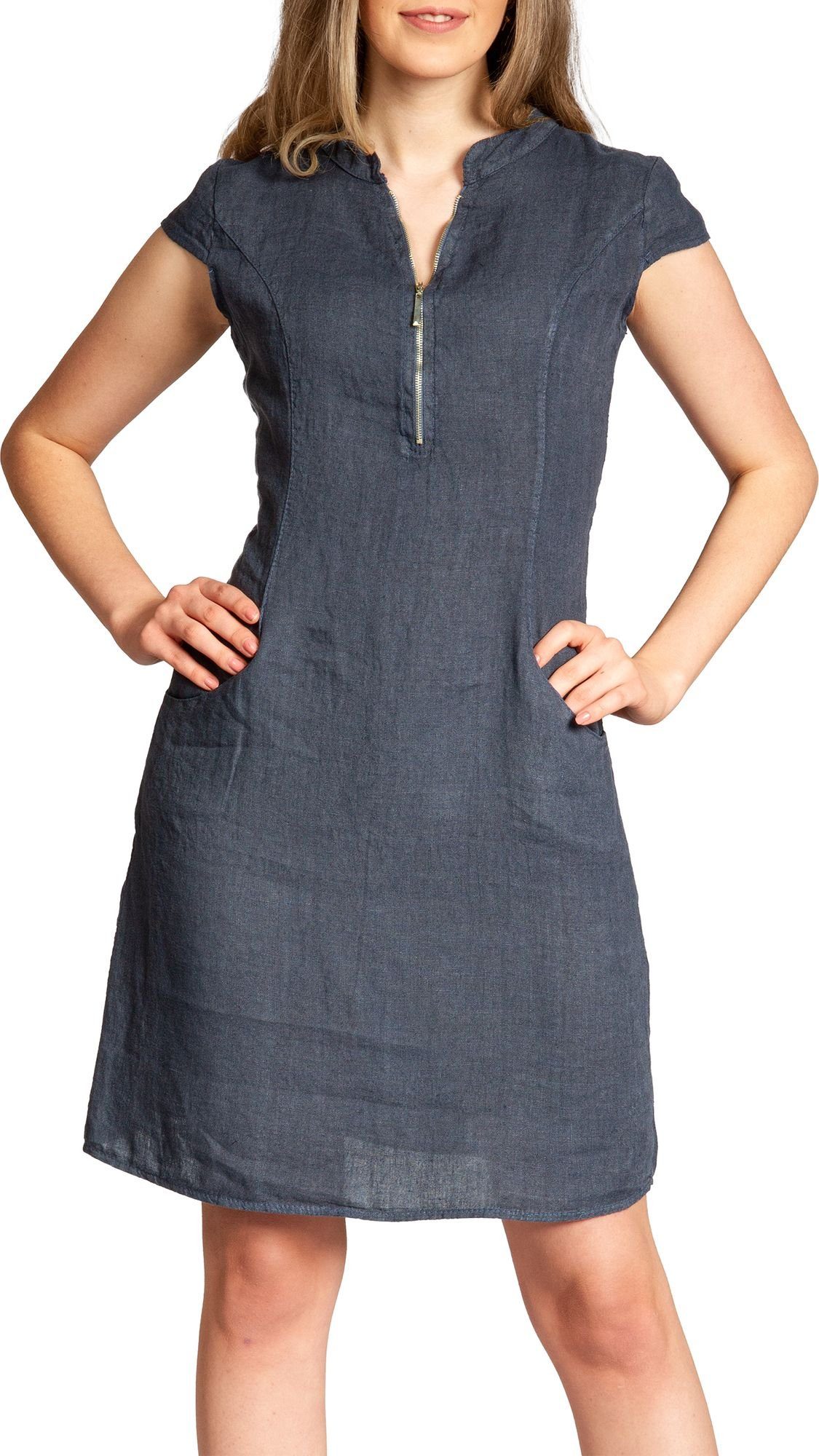 Caspar Sommerkleid SKL040 knielanges Damen Leinenkleid günstig online kaufen
