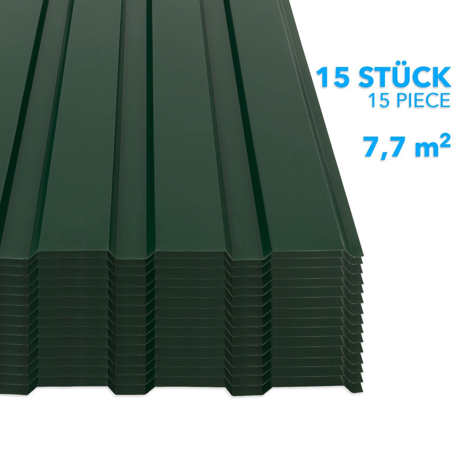 Karat Trapezblech Dachblech 7,7m² inkl Schrauben, Wandblech verzinkt, Profilblech, Blech verzinkt, 1150x450x0,25 mm (Spar-Set 15-St. 115x45 cm) wetterfest für Carport & Gartenhaus, verschiedene Farben