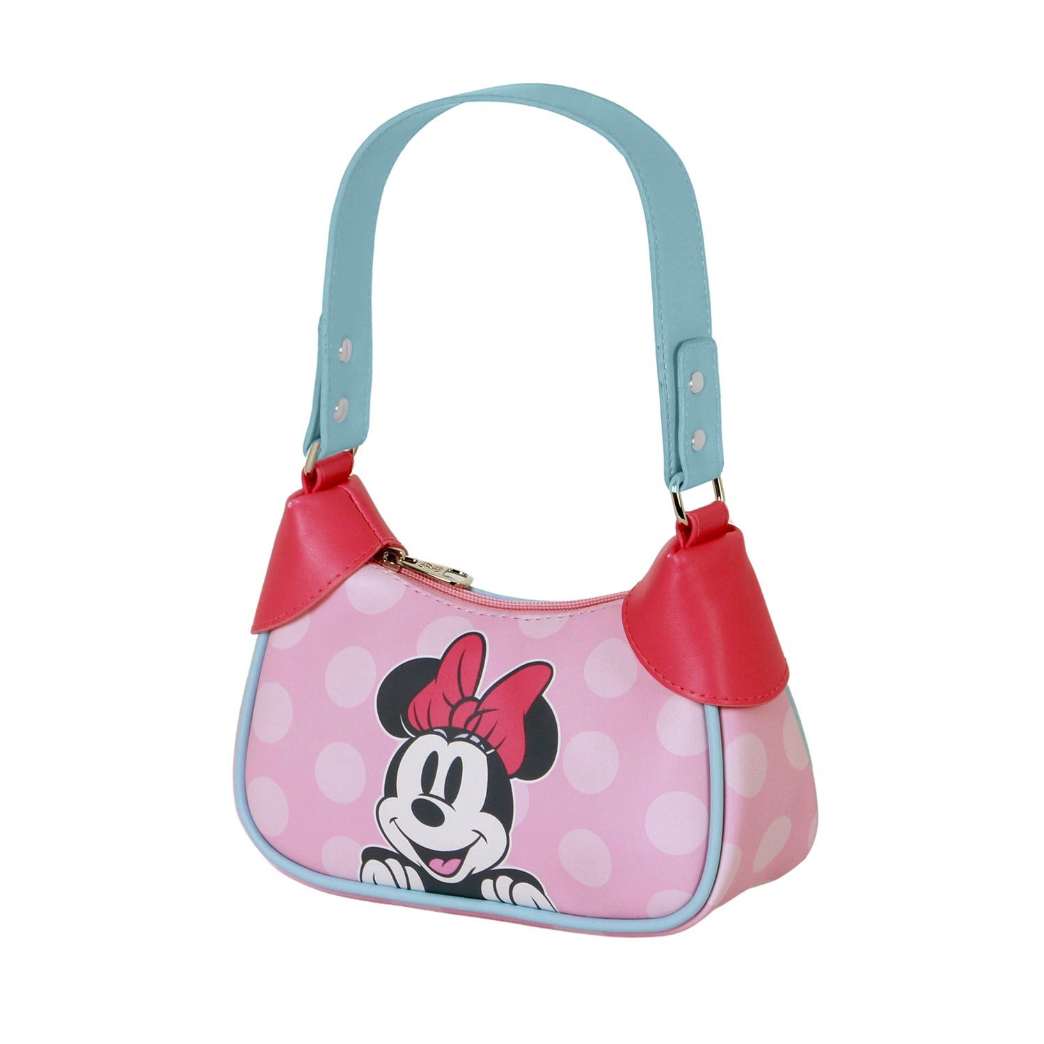 Karactermania Schultertasche Disney Minnie Maus Umhängetasche Handtasche Tasche City Bag, Schlanke längliche Form, Hauptfach mit Reißverschluss