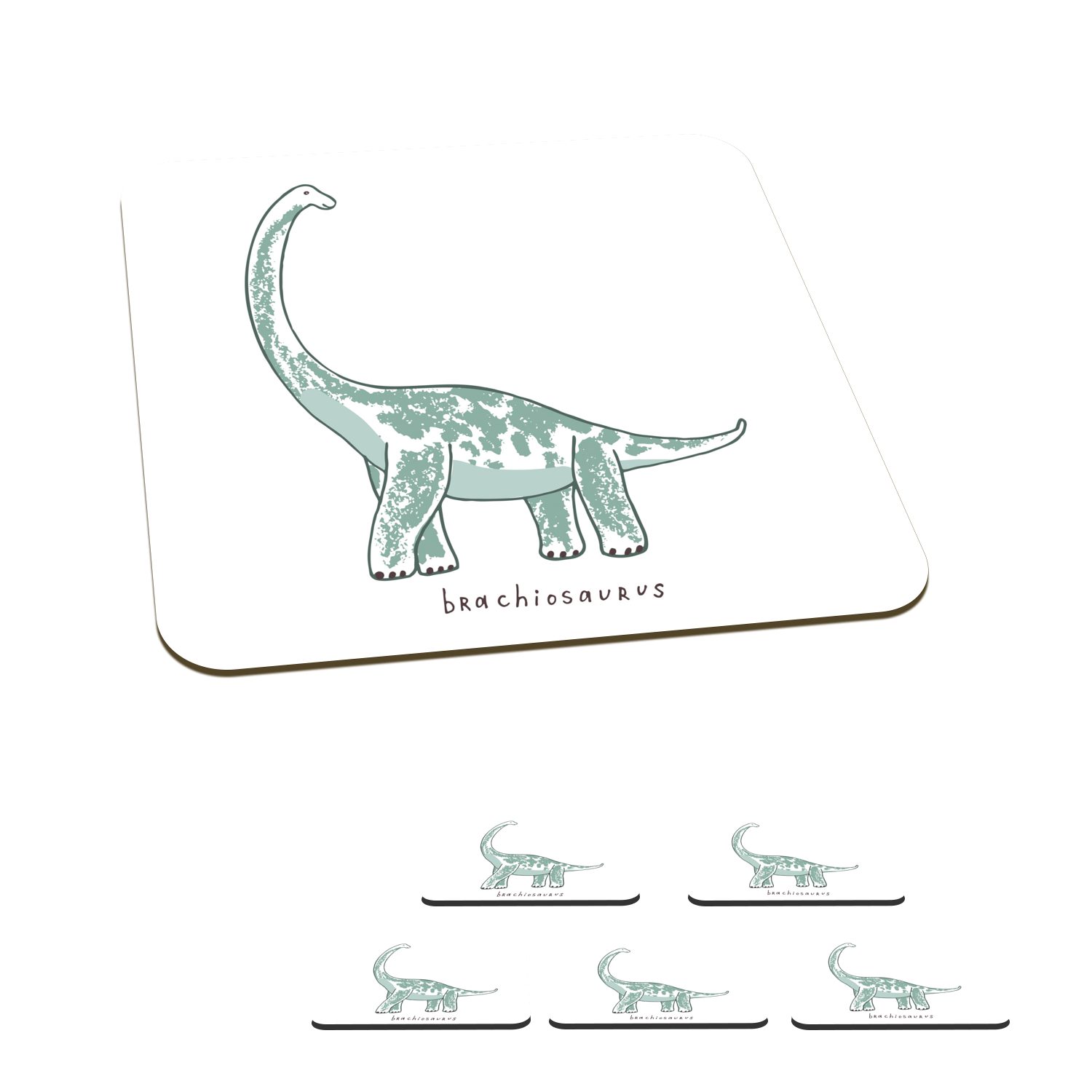 - - Mädchen - Junge Glasuntersetzer Tischuntersetzer, Kinder, Dinosaurier MuchoWow Kinderzimmer Tasse Korkuntersetzer, 6-tlg., Untersetzer, Brachiosaurus - - für Gläser, Zubehör Glasuntersetzer,