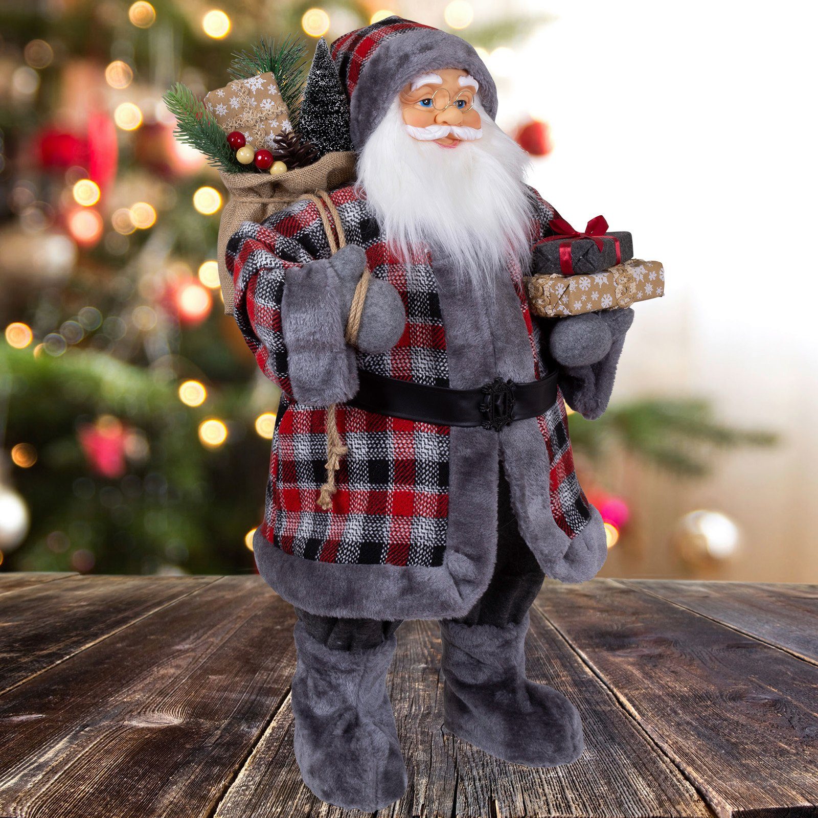 Christmas Paradise Weihnachtsmann Finn, 4 Größen (30-80cm) (Deko Figur, 1 St), grau-rot – Bild 5 von 5