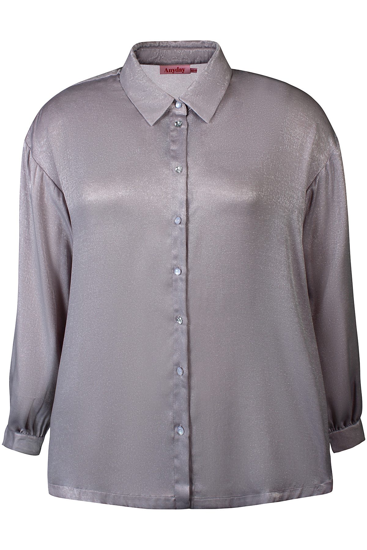 Anyday Langarmbluse Bluse Feo Anyday Silver silver Optik