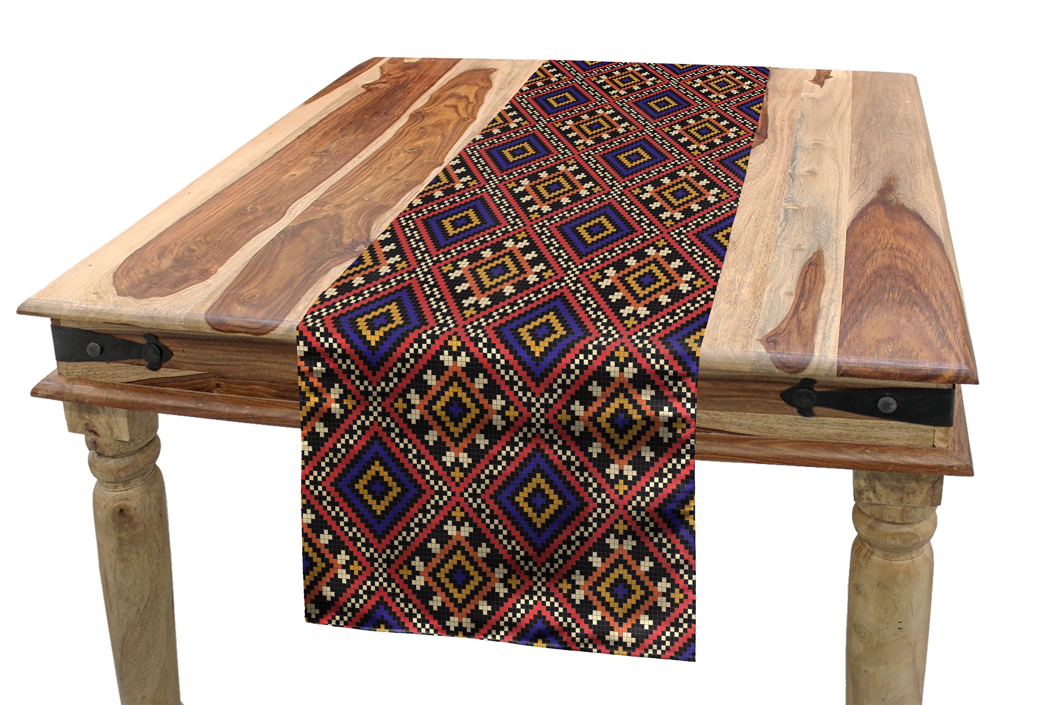 Abakuhaus Tischläufer Esszimmer Küche Rechteckiger Dekorativer Tischläufer, ukrainisch traditionelle Geometric
