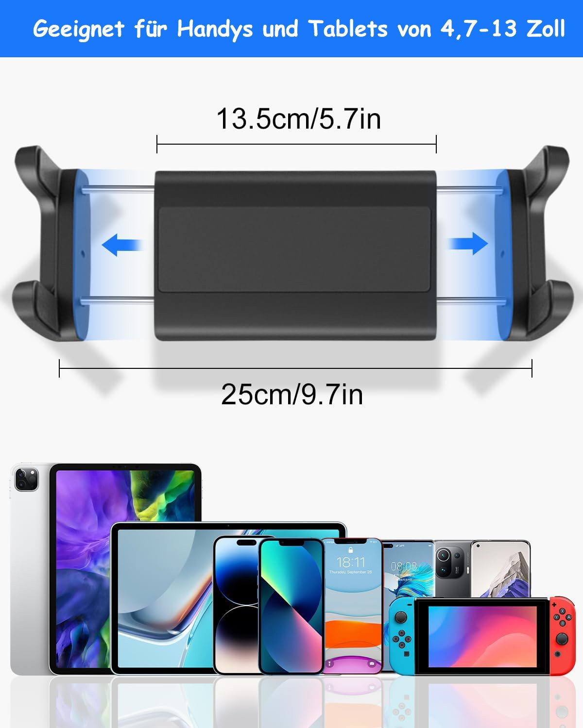 SinLaw Autokopfstütze Kopfstützenhalterung für Tablets, Anti-Shake-Tablet-Halter mit 4 Haken, (1-St), Universal einstellbarer Tablet-Halter für das Auto