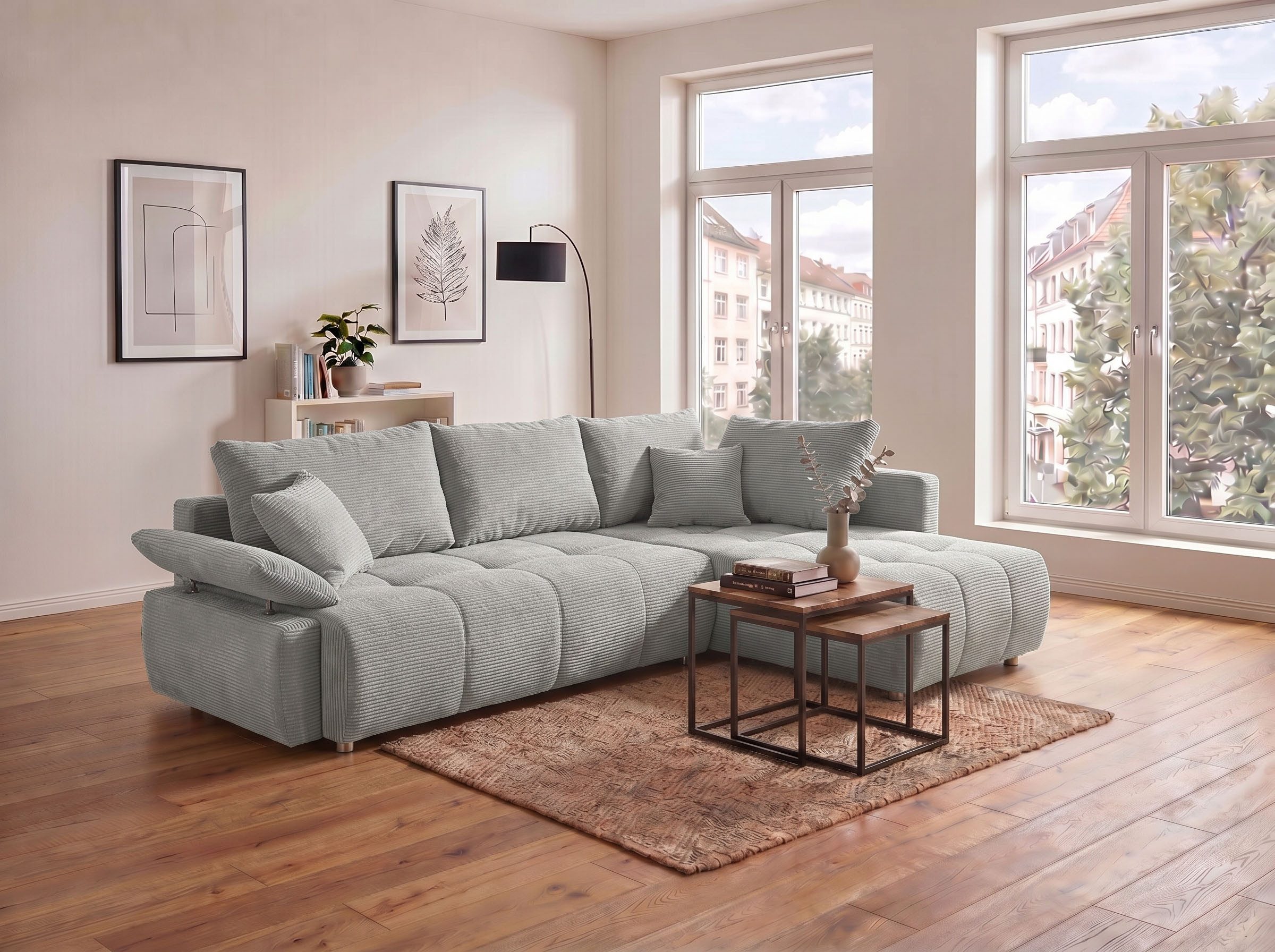 COLLECTION AB Ecksofa Funtastic L-Form, B: 213 cm, Schlaffunktion, Bettkasten, auch in Cord, Armteilverstellung, Bonnellfederkern, frei stellbar