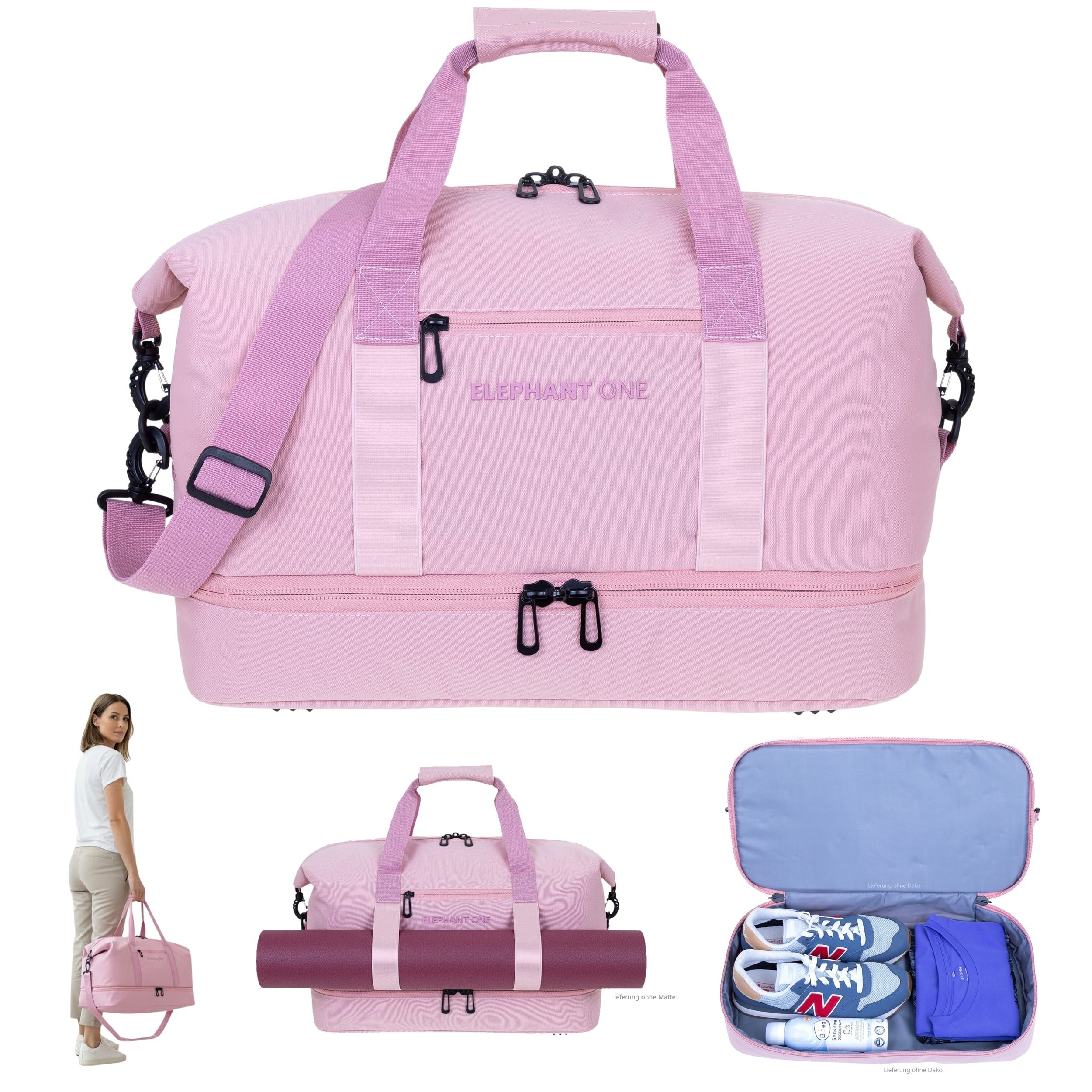 ELEPHANT Sporttasche Damen Herren Reisetasche Gym Schuhfach Innentaschen, Reisetasche Sport Tasche Schuhfach Vortasche 47 cm 30 L + Flasche