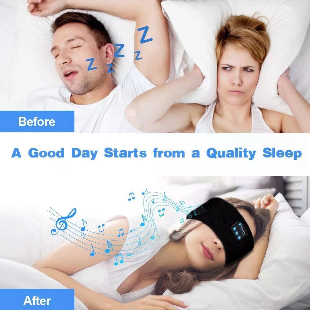 Stelby Bluetooth Schlafmaske mit Kopfhörern – Schlafband mit Musik Blau Bluetooth-Kopfhörer (Nein, Bluetooth, Bluetooth-Schlafkopfhörer-Stirnband, weich, waschbar, bequem)