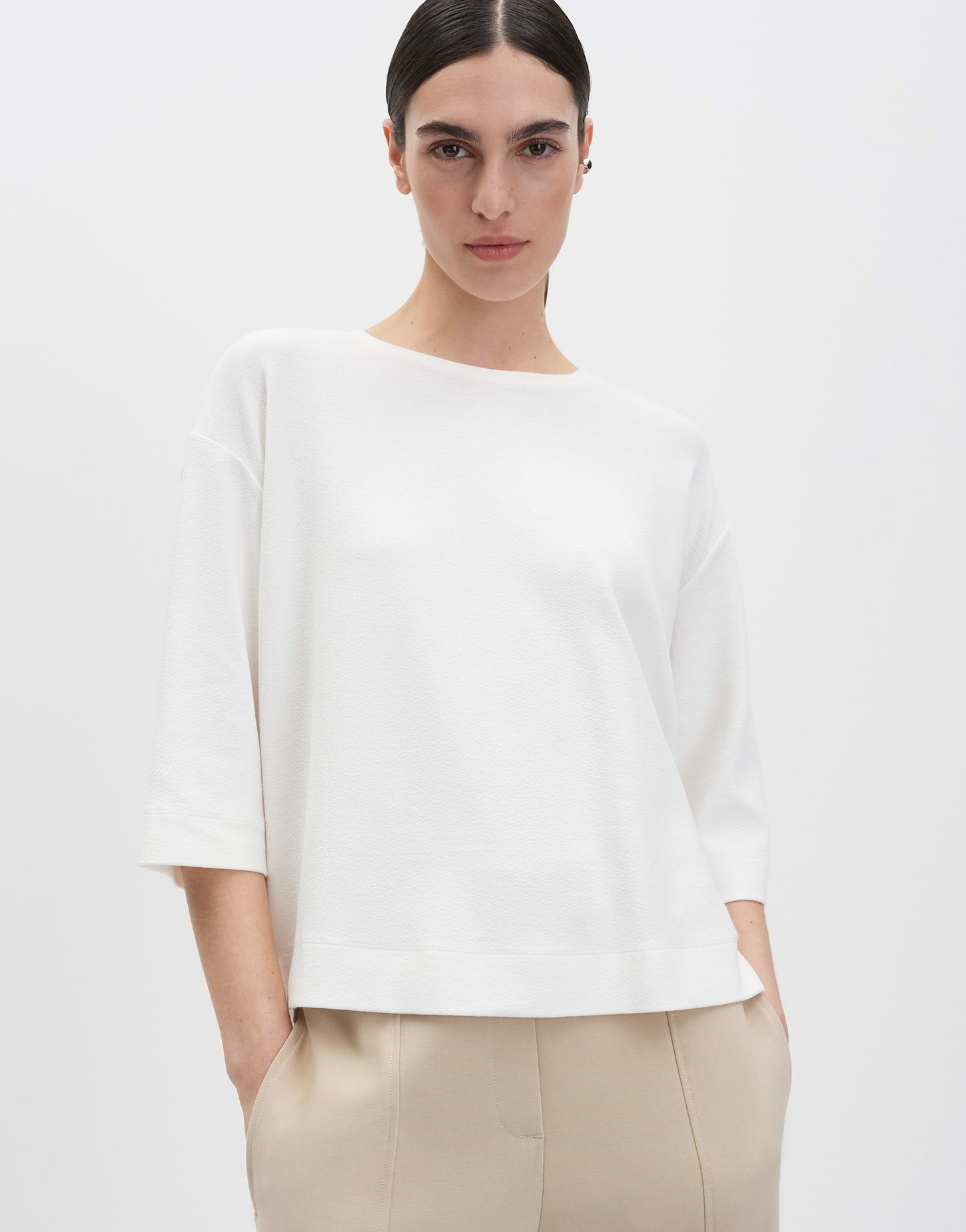 someday 3/4-Arm-Shirt KAVIRA Regular aus ECOVERO™ Viskosemix leicht ausgestellt geschnitten, gekreppte Oberfläche