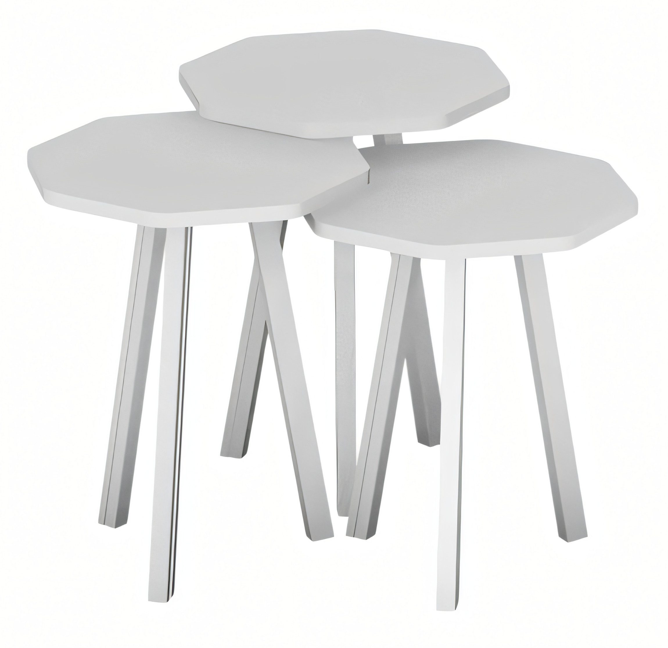 JVmoebel Couchtisch Eleganter Couchtisch aus weißem Holz mit modernem Design (Set, Couchtisch, Couchtisch 2, Couchtisch 3), Made in Europe