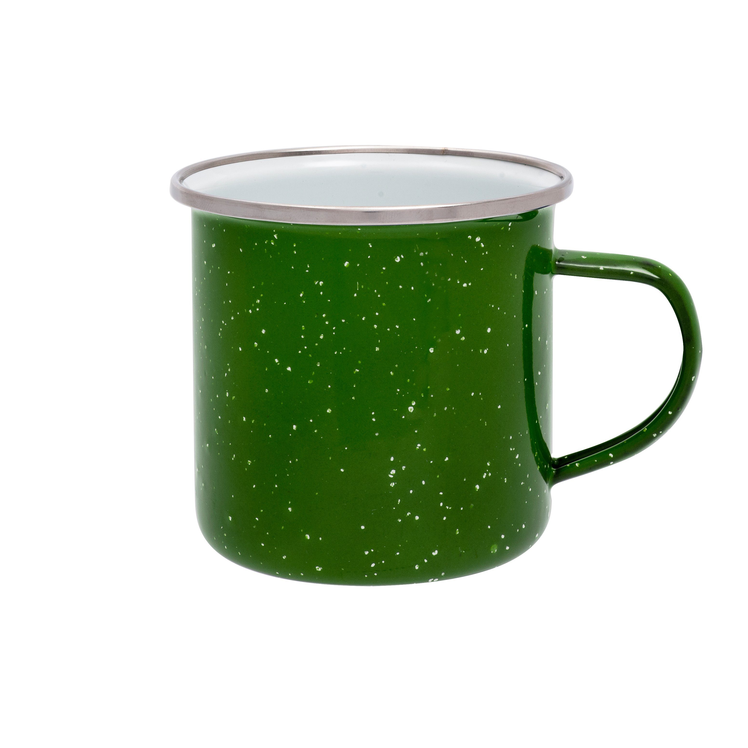 BasicNature Tasse Origin Outdoors Emaille-Tasse 360 ml mit Edelstahlrand – Camping