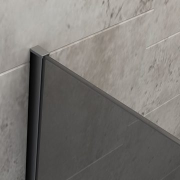 Bernstein Walk-in-Dusche EX101, Aluminium (Schwarz Matt), mm Nano Echtglas / graues Glas / Breite wählbar / Duschabtrennung
