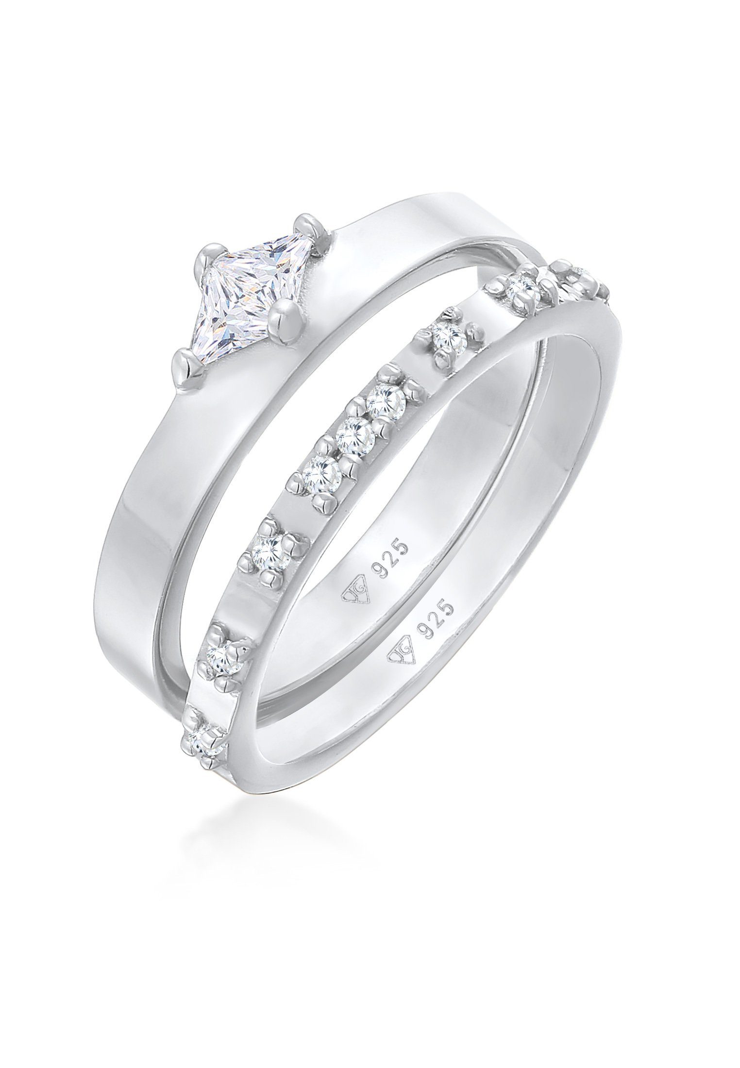 Elli Ring-Set Solitär Eternity Zirkonia Verlobung Set 925 Silber, Ring Set