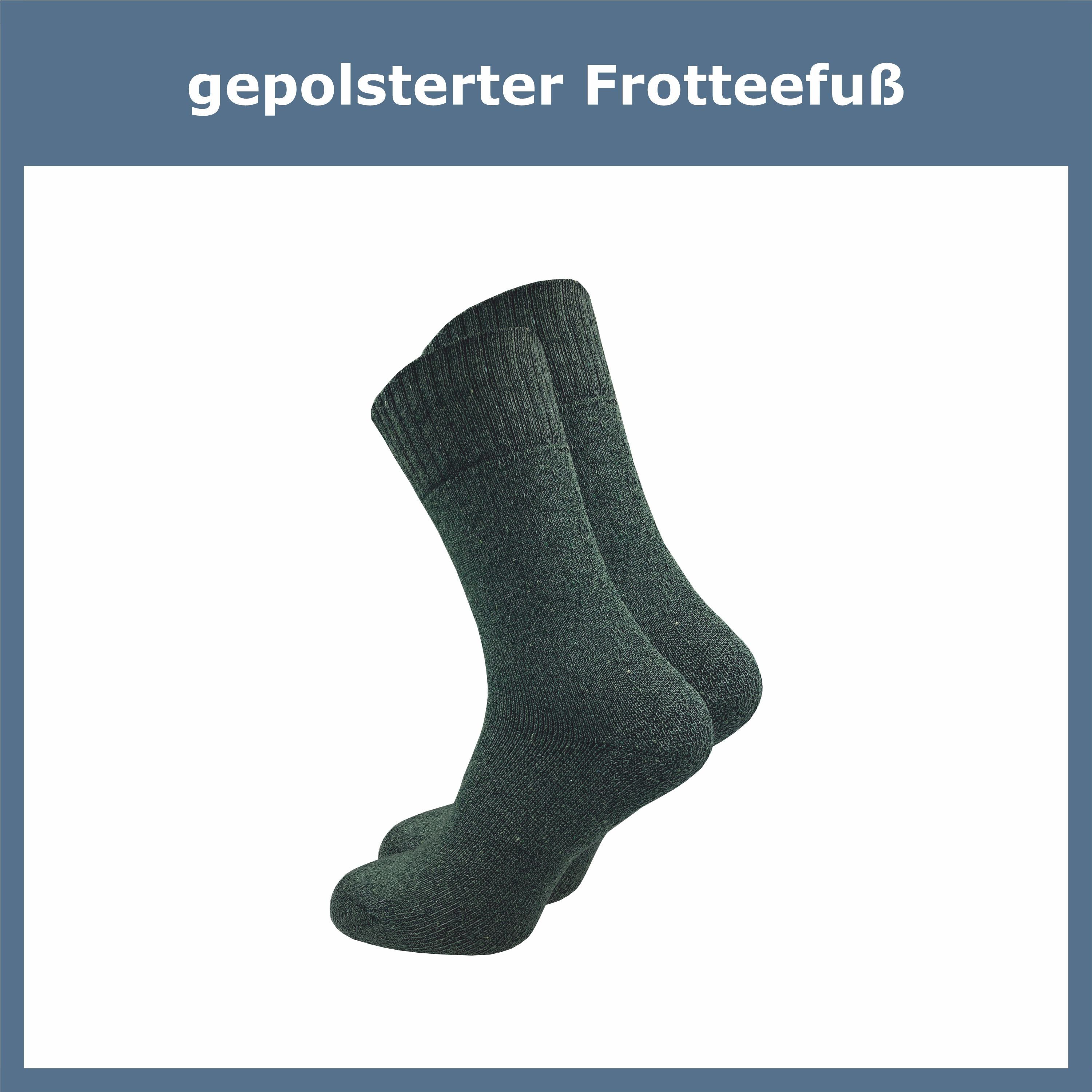 warme GAWILO - (9 verfügbar Paar) & & schwarz für Jagdmotiv gepolsterter grau uni grün, Freizeitsocken Armysocken Jäger Frotteesohle, für Socken mit Herren mit - in