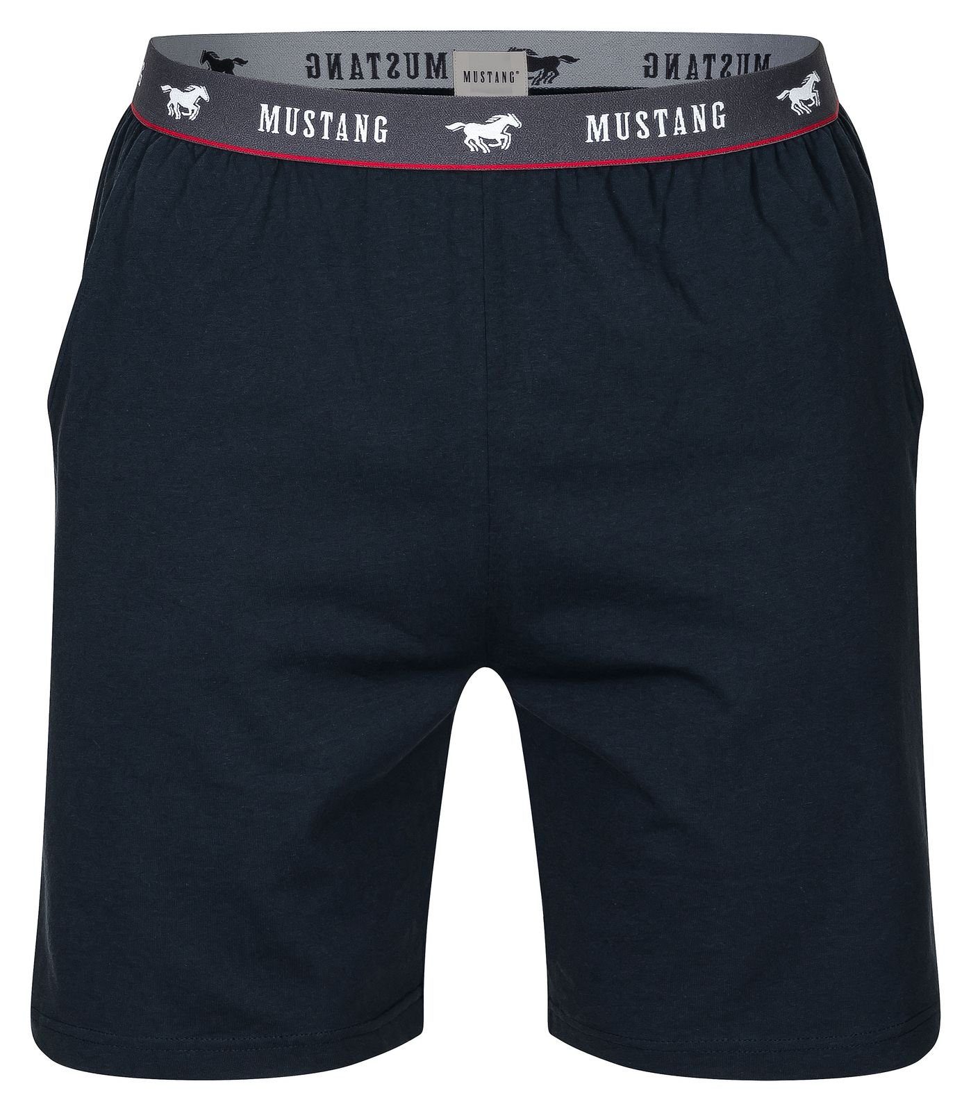Kurze Navy Hose und MUSTANG Mustangbranding Bermuda Kontraststreifen Sommerhose Freitzeithose roter Shorts