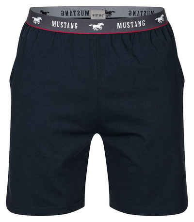 MUSTANG Shorts Bermuda Kurze Hose Sommerhose Freitzeithose roter Kontraststreifen und Mustangbranding