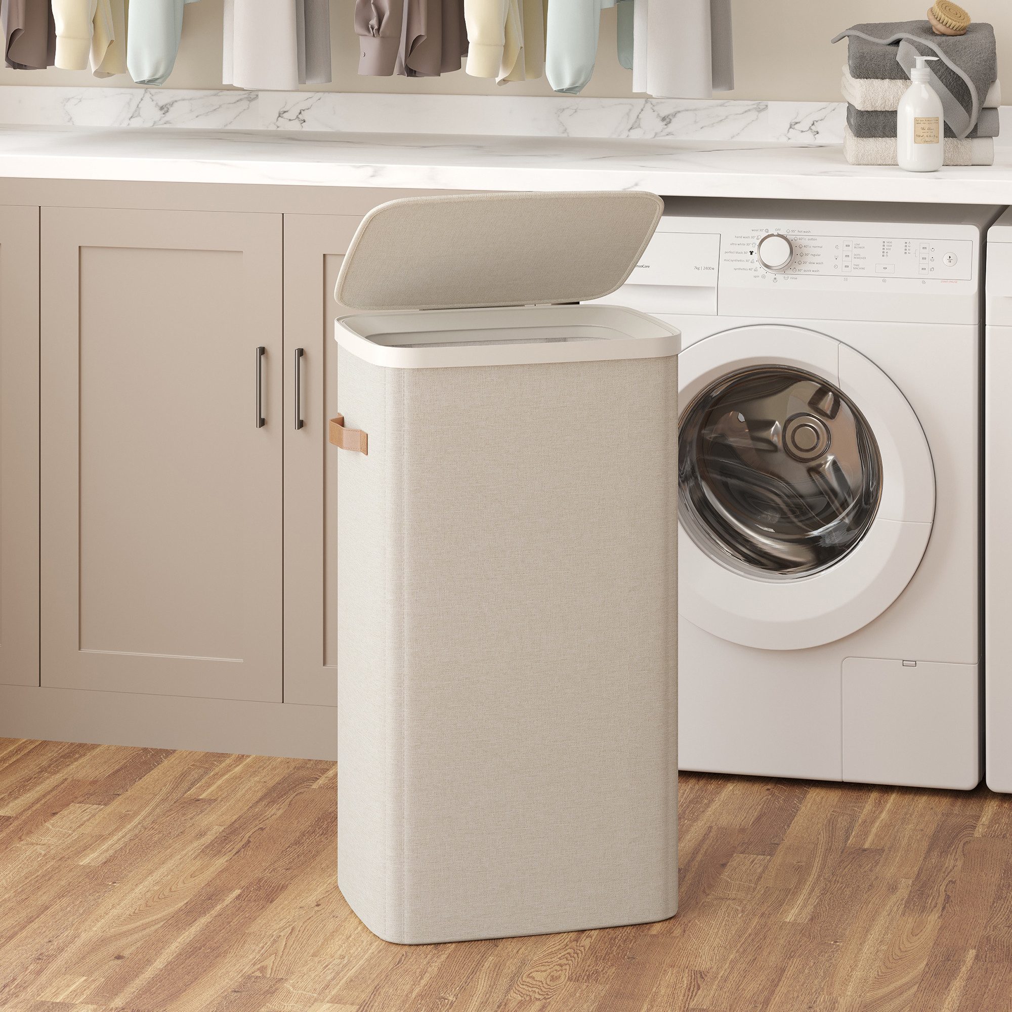 SONGMICS Wäschekorb, 170 L Wäschesammler 2 Fächer, Wäschesortiererl günstig online kaufen