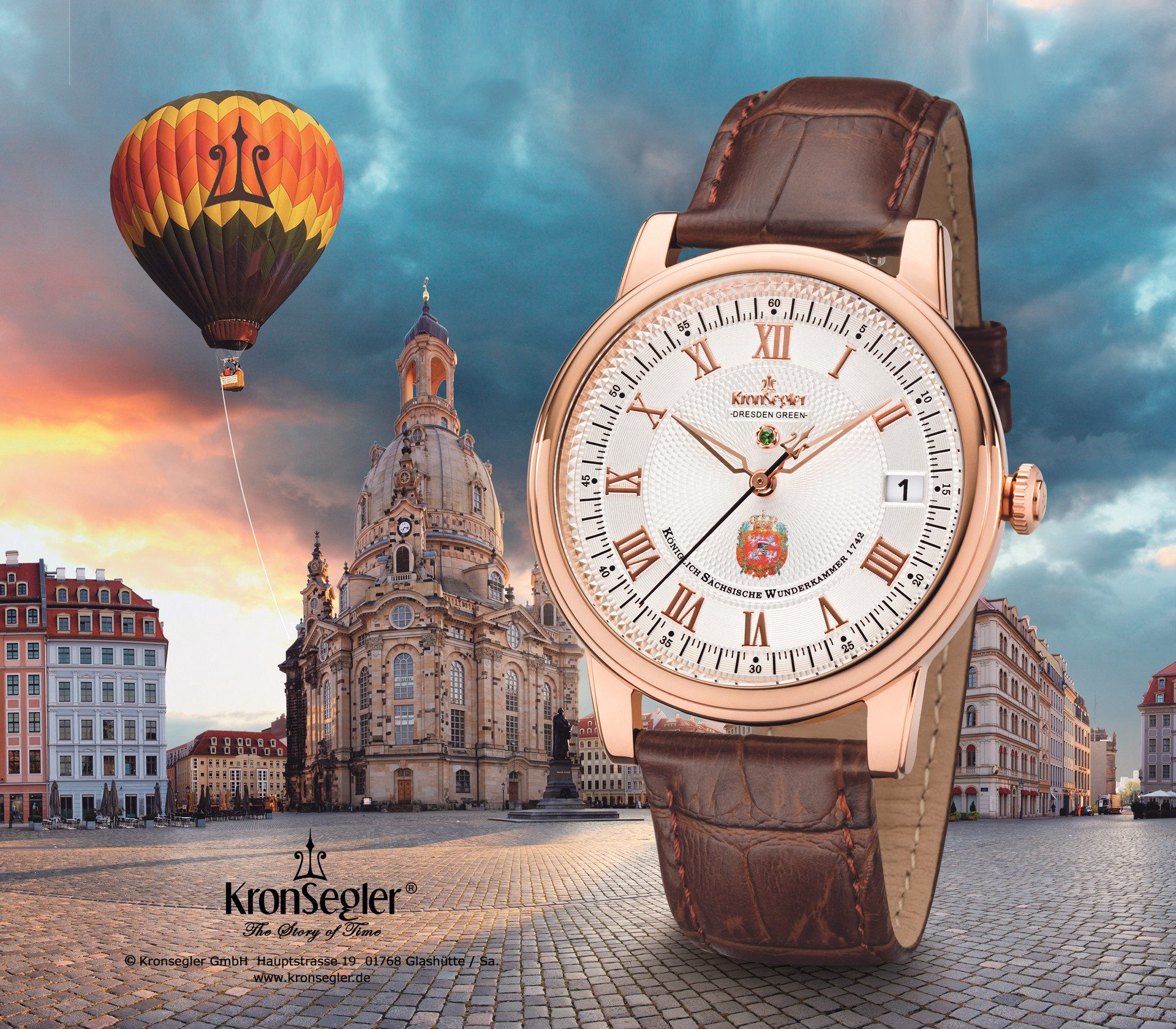 Kronsegler Quarzuhr Dresden Green II Herrenuhr