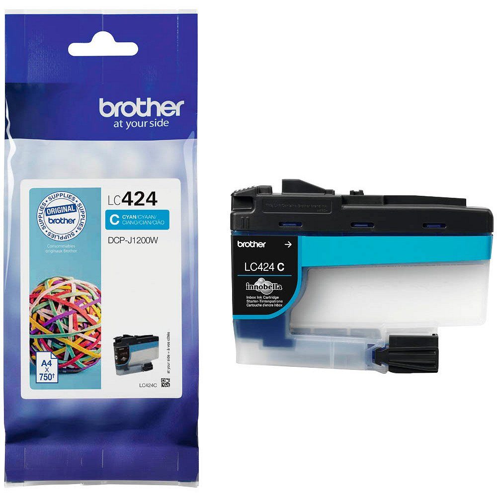 Brother 1 Tintenpatrone LC-424 ca. 750 Seiten - cyan Tintenpatrone (1 Farbe (LC-424C), 1-tlg)