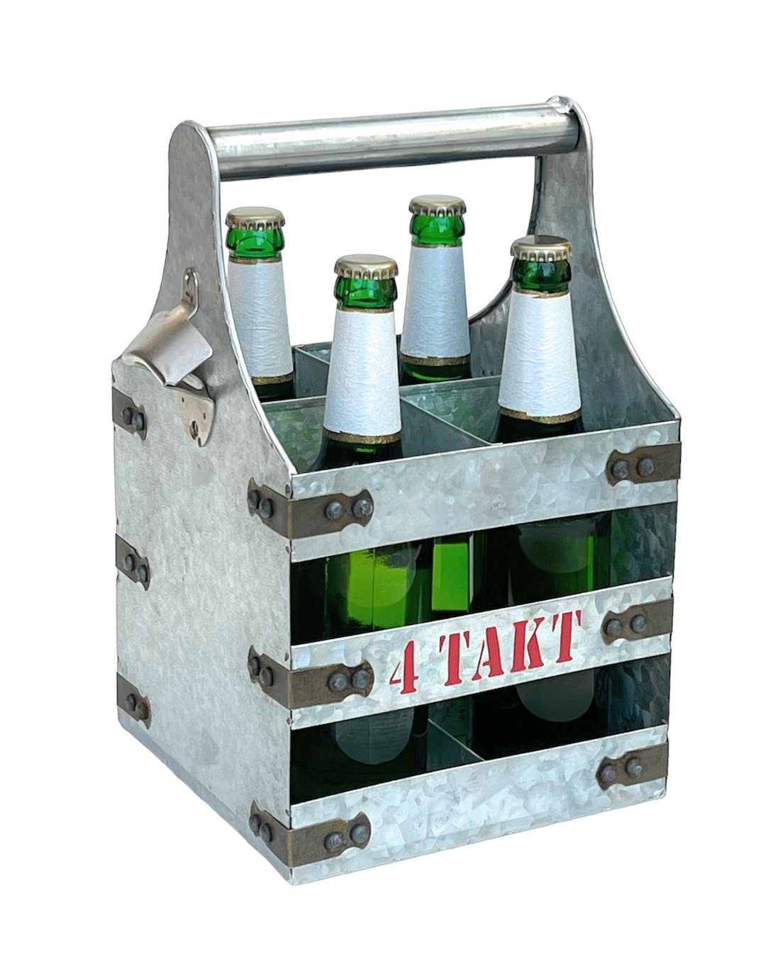 DanDiBo Flaschenträger Bierträger Metall mit Öffner Flaschenträger 4 Takt 96405 | Flaschenträger