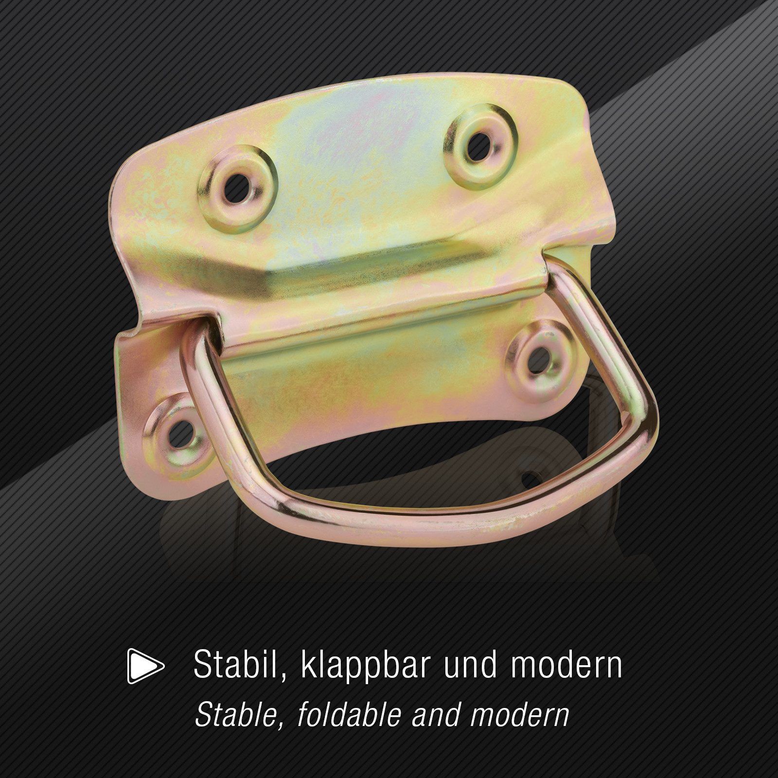 SO-TECH® Möbelbeschlag Kistengriff inkl. Befestigungsschrauben, Länge 100 mm, Höhe 70 mm, Stahl, gelb verzinkt, 1 Paar