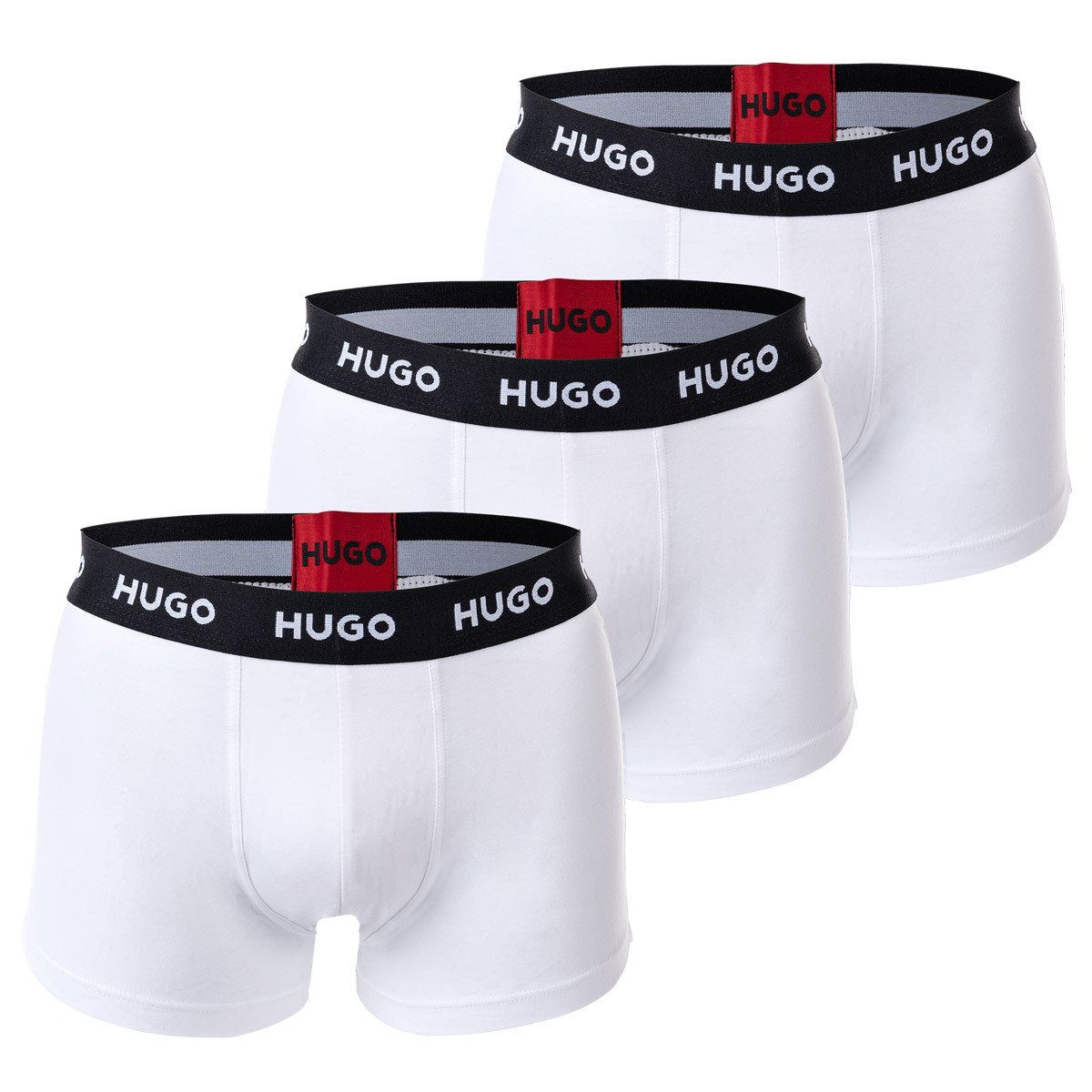 HUGO Boxer Herren Boxer Shorts, 3er Pack - Trunks Triplet Weiß