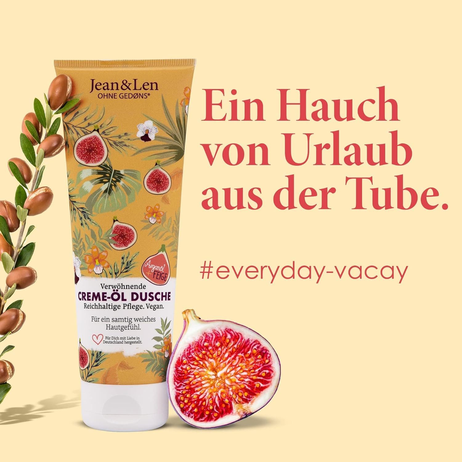 Jean & Len ohne Gedons* Duschgel Verwöhnende Creme-Öl Dusche Arganöl & Feige, 3-tlg., Vegan