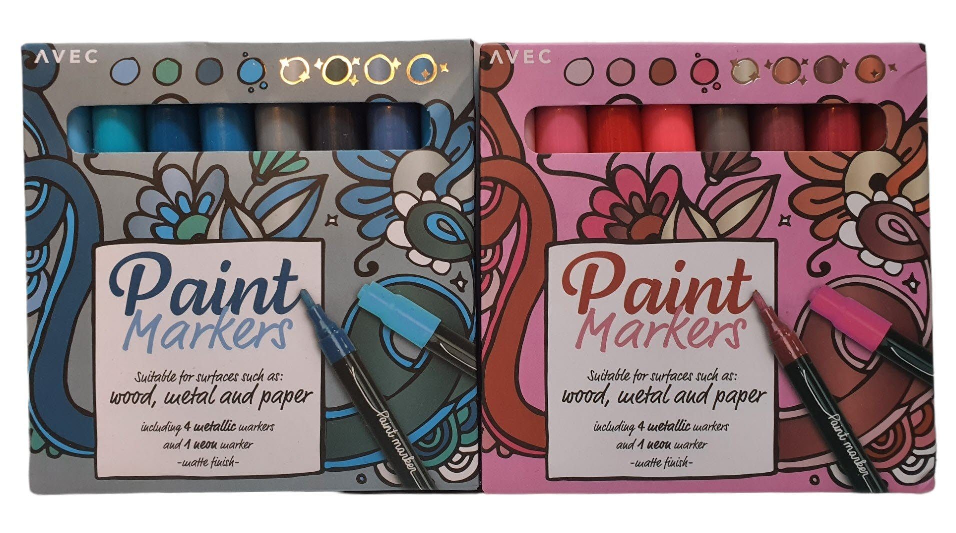 Marker Marker Paint Marker Acryl 16 Stück Stifte Set blau rot je 4 metallic 1 neon, (16-tlg) | Marker