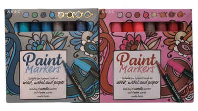 Marker Marker Paint Marker Acryl 16 Stück Stifte Set blau rot je 4 metallic 1 neon, (16-tlg)