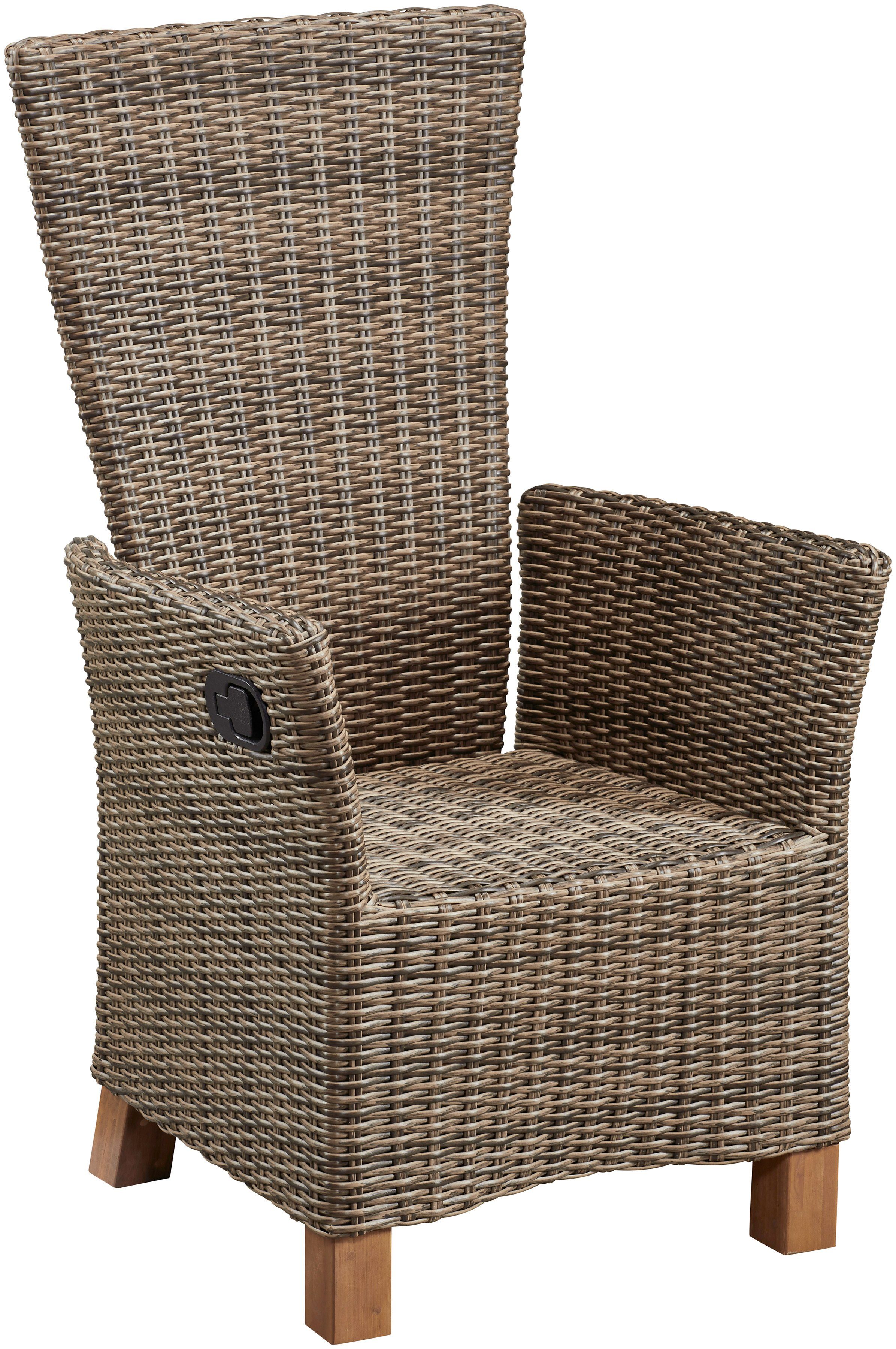 MERXX Gartenstuhl Toskana, TOPSELLER! (Set, 2 St), 2er Set, Polyrattan/Akazie, inkl. Sitzkissen