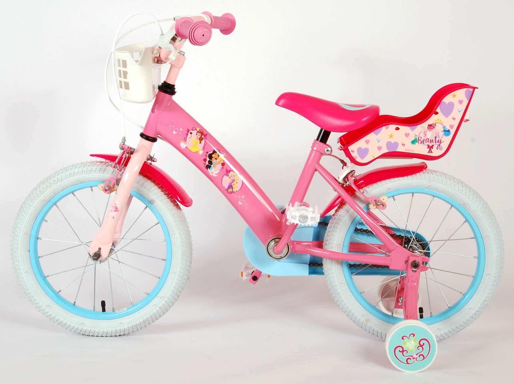 Disney Kinderrad Fahrrad TPFSports mit Handbremse, Fahrrad Kinderfahrrad Princess Stützräder Laufrad 2x Gang, (Mädchen Sicherheitsgriffe), - 1 Mädchen 16 Zoll mit Zoll Rutschfeste 16 Kinder