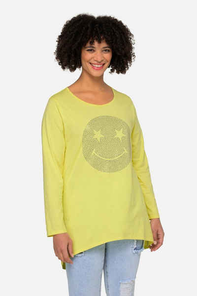 Angel of Style Longsleeve Longshirt oversized Smiley V-Ausschnitt Langarm