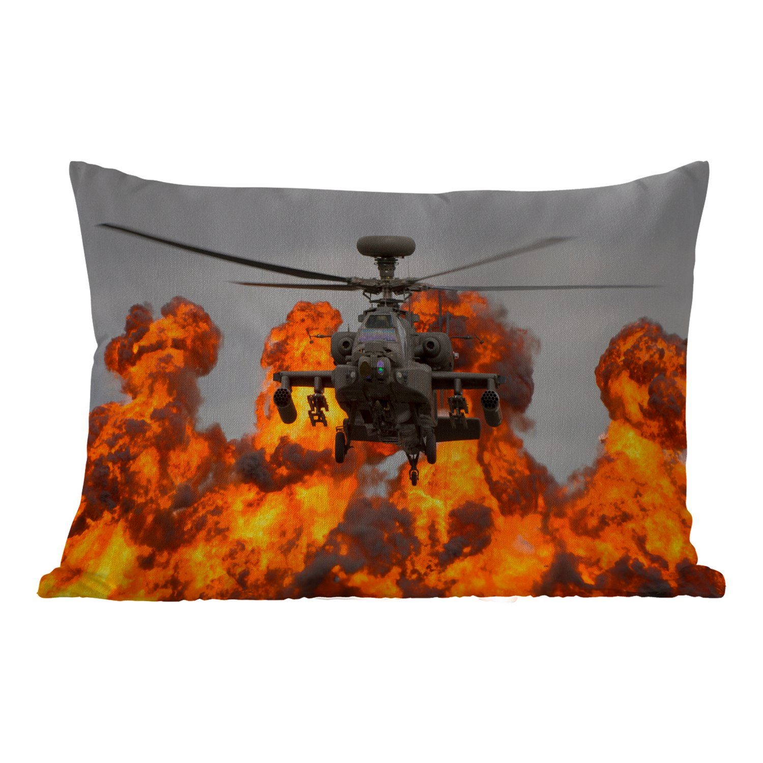 MuchoWow Dekokissen Amerika - Hubschrauber - Feuer, Outdoor-Dekorationskissen, Polyester, Dekokissenbezug, Kissenhülle