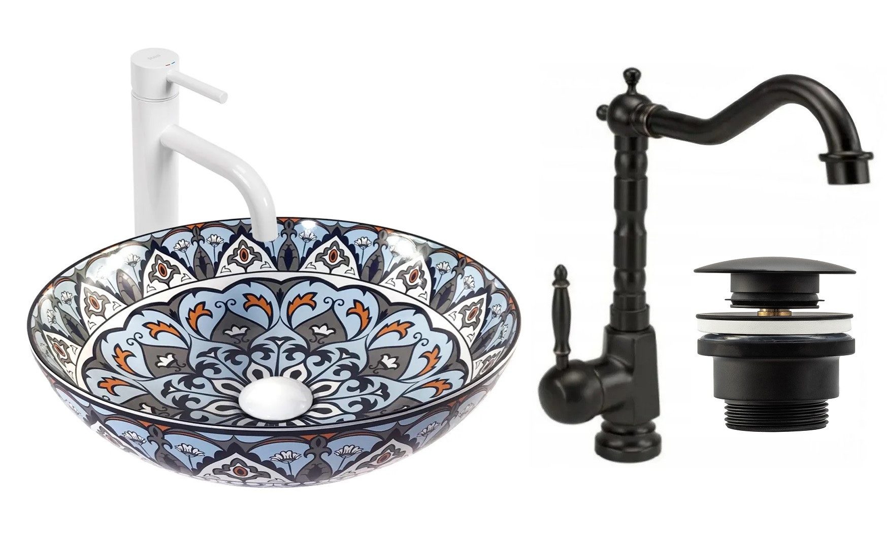 GTM Design Aufsatzwaschbecken Glanz - Modern Waschbecken ohne Hahnloch - Elegant Oval