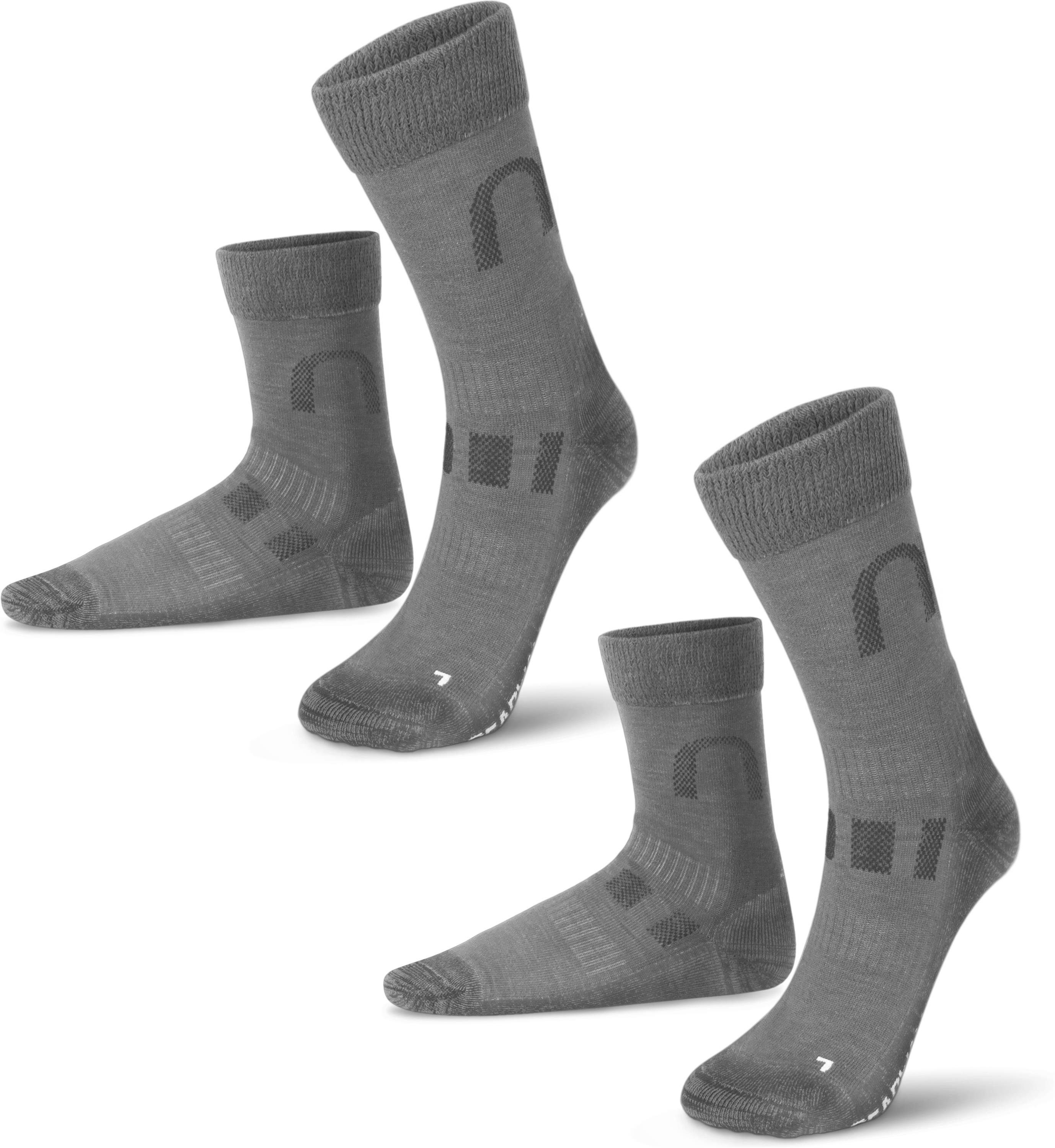 Merinowollsocken (Set, Merinowolle normani Grau Wandersocken Paar) 2 Trekkingsocken und Wander- Paar hochwertige 2