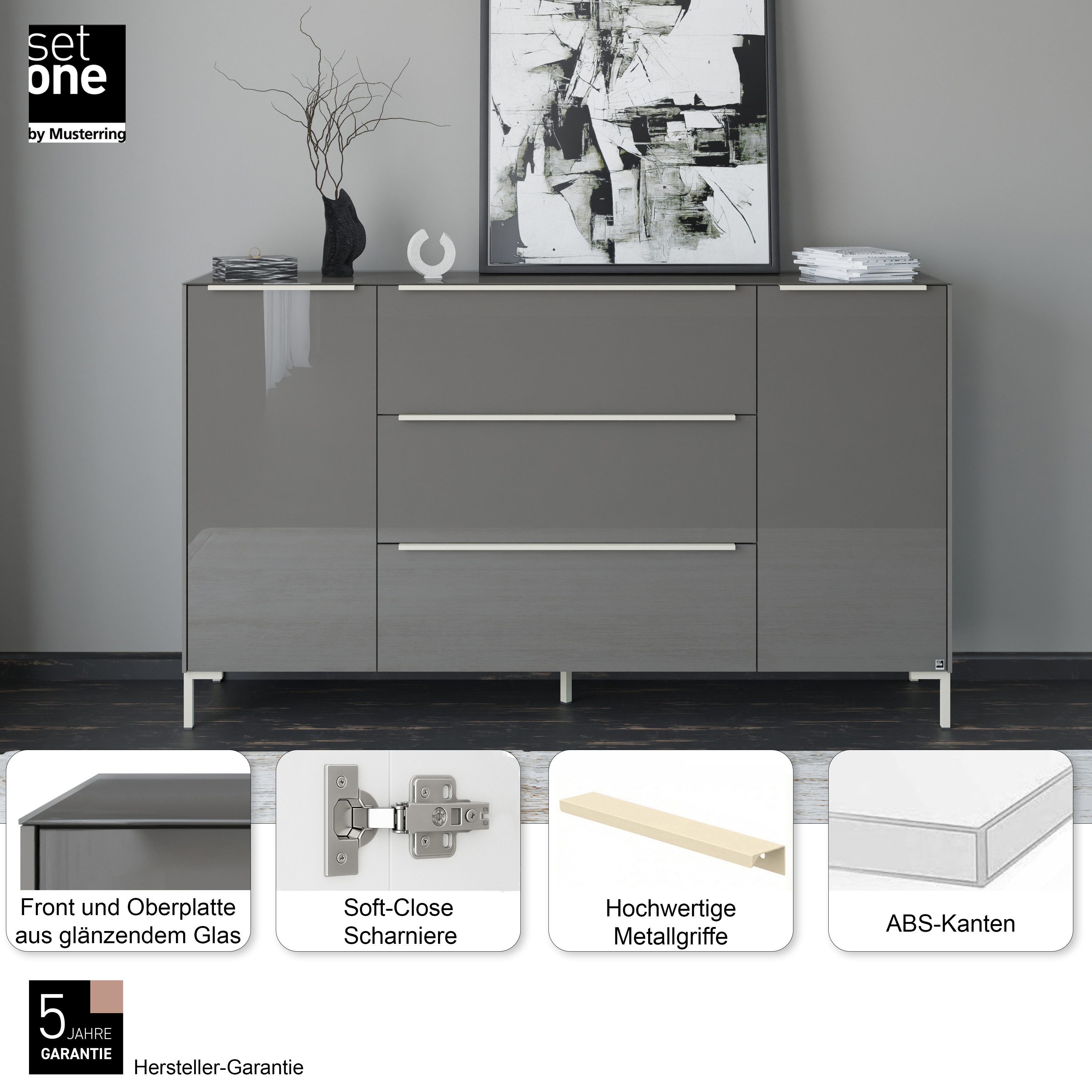 set one by Musterring Sideboard Reno (1 St), Mit Winkelfuß in diversen Farben, 108 cm Höhe & Farbauswahl