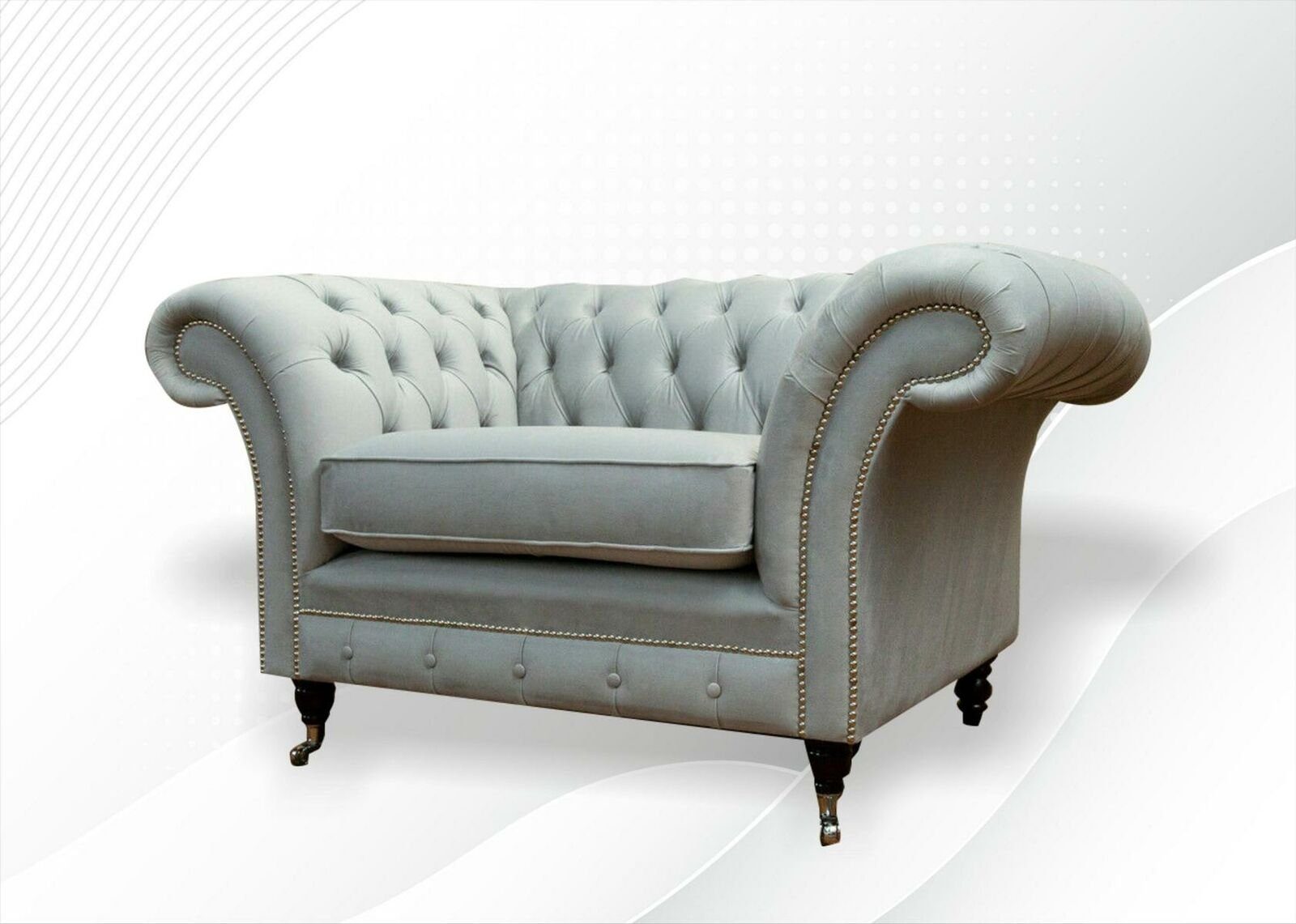 Chesterfield Neu Textil Sessel, Sessel Grau Stoff JVmoebel Wohnzimmer Couchen Modern Sofas Möbel