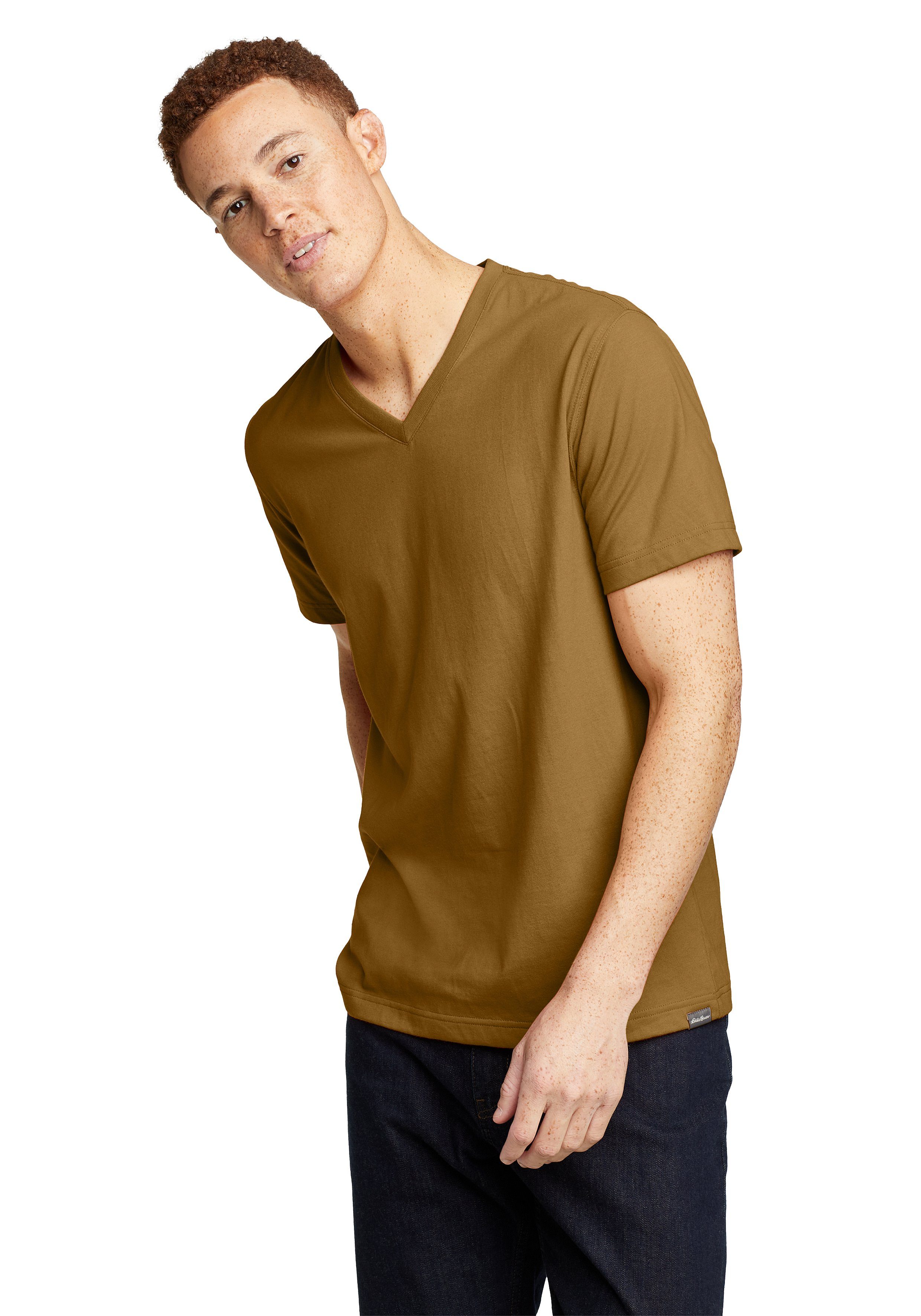 Eddie Bauer V-Ausschnitt antik Pro T-Shirt Bronze Legend - Baumwolle 100% Wash Shirt